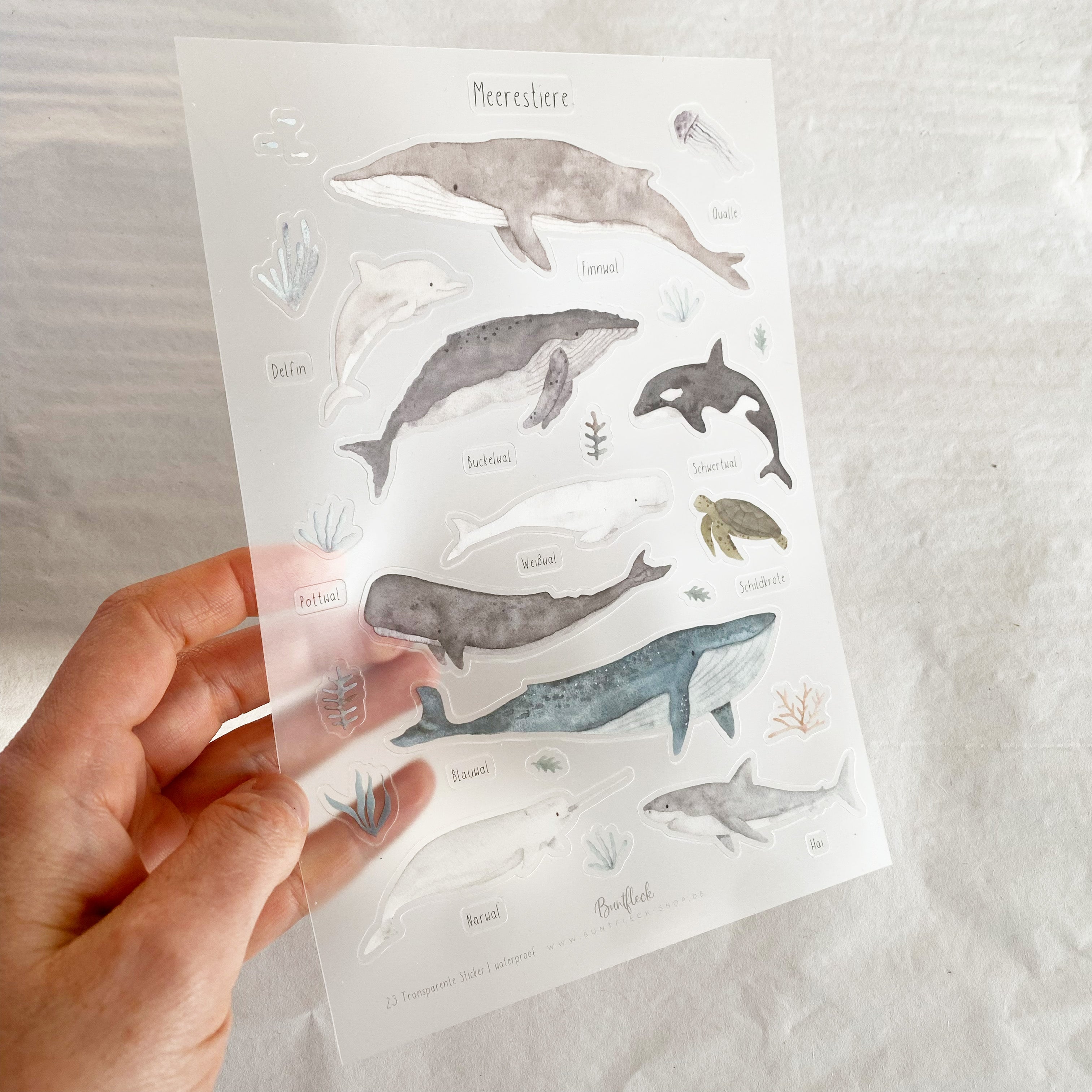 Stickersheet/Stickerbogen/Washipapier / Vinyl transparent -Meerestiere