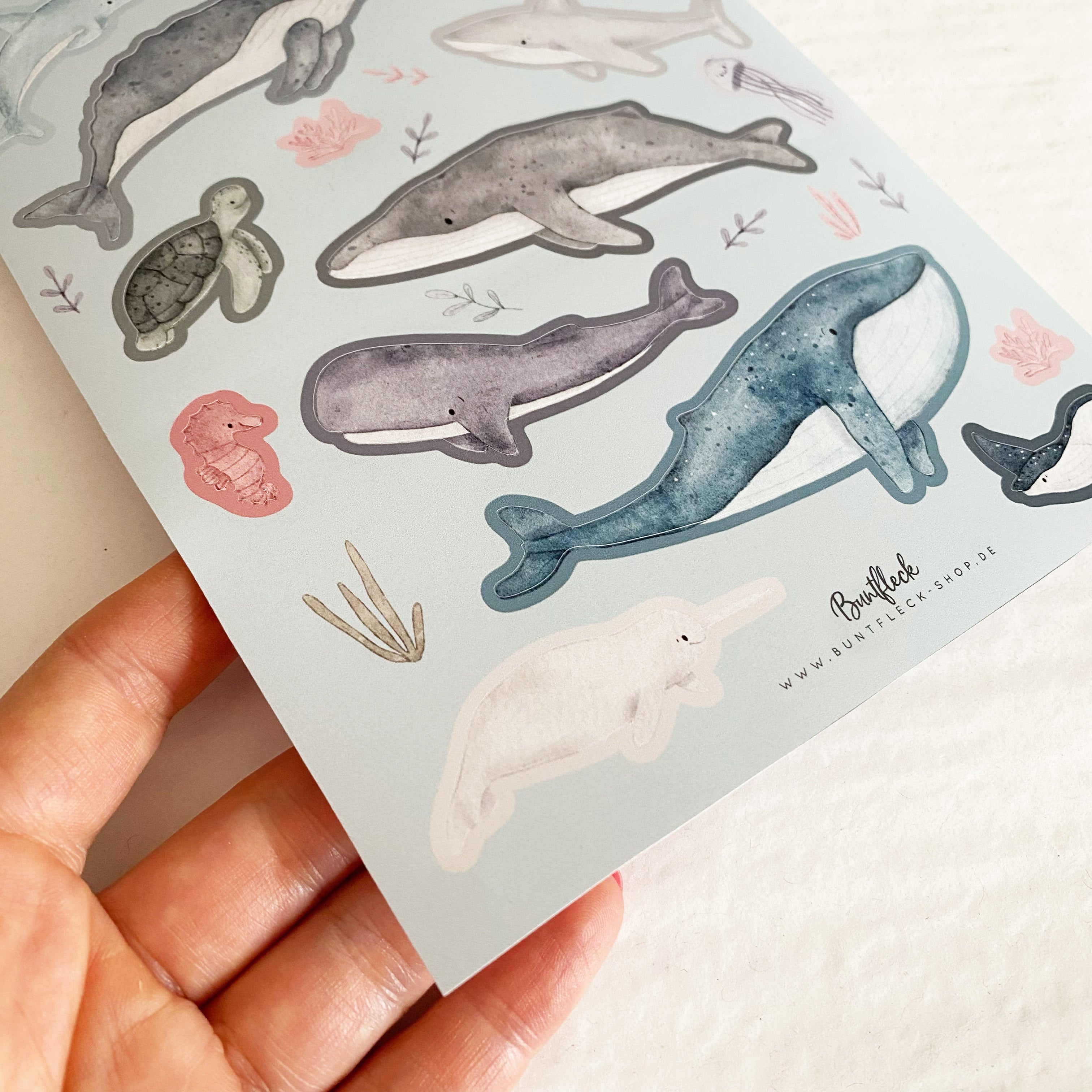 Mini ablösbare Aufkleber / Wandtattoos für Lichtschalter/Holzkisten & Zuckertüten - Meerestiere
