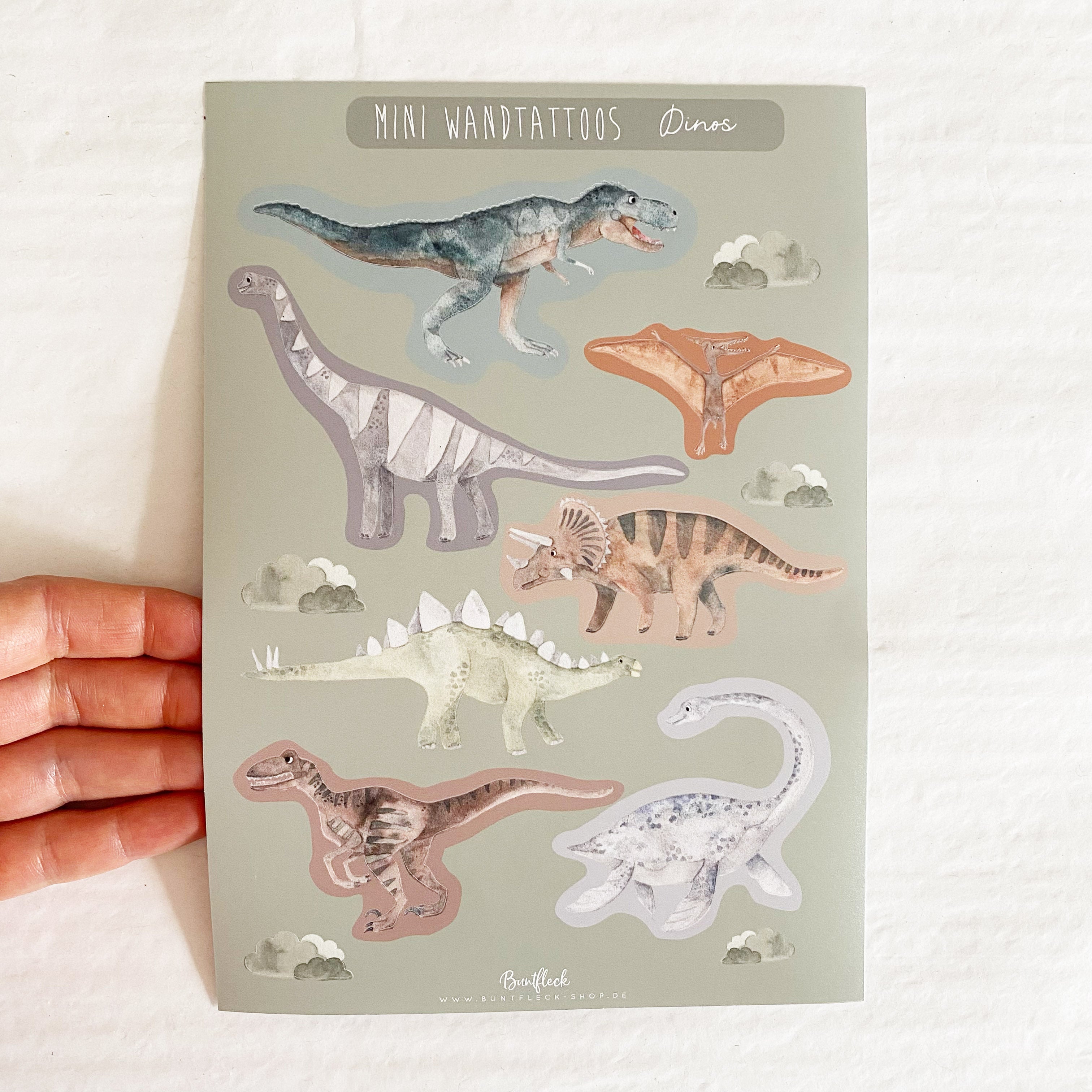 Mini ablösbare Aufkleber / Wandtattoos für Lichtschalter/Holzkisten & Zuckertüten - Dinos