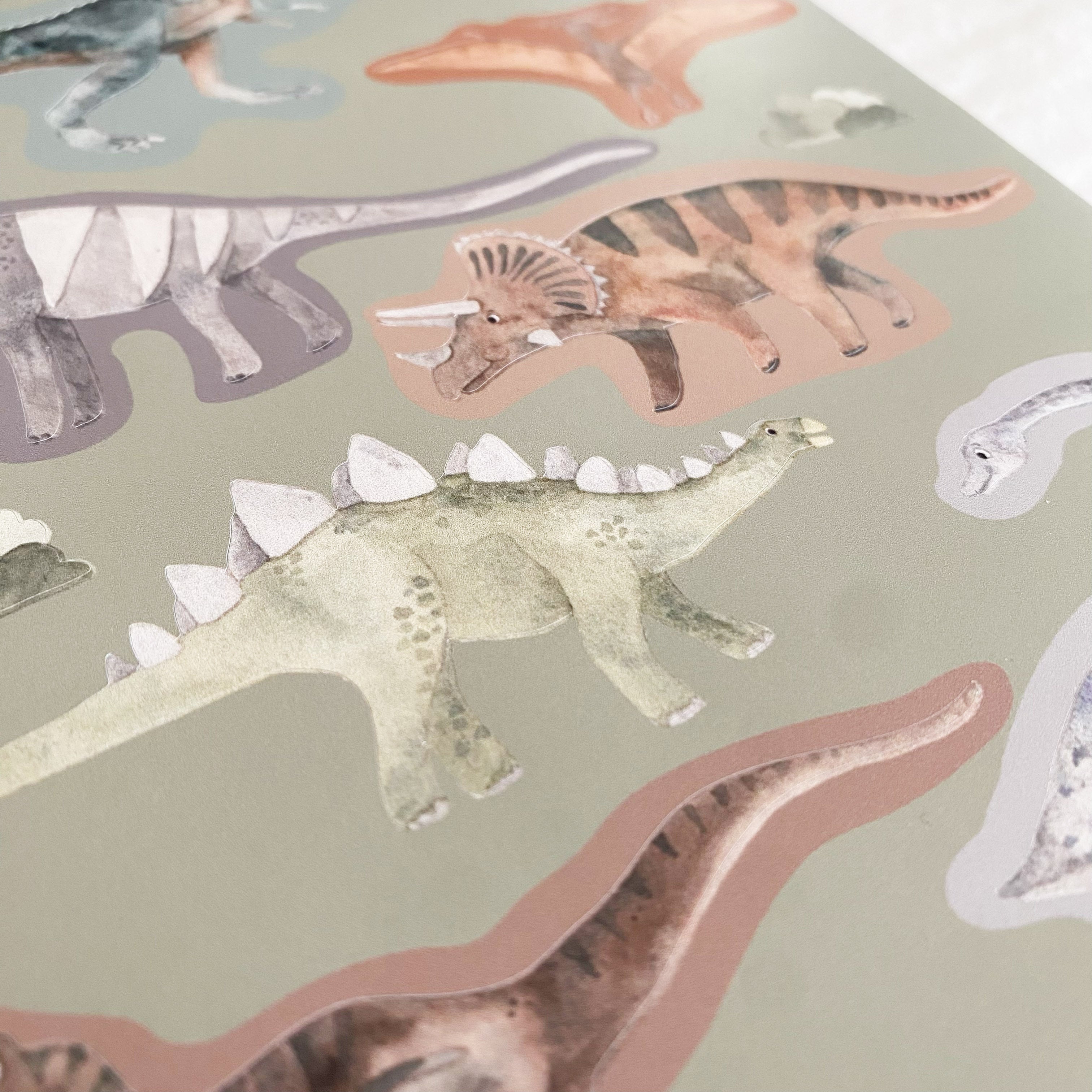 Mini ablösbare Aufkleber / Wandtattoos für Lichtschalter/Holzkisten & Zuckertüten - Dinos