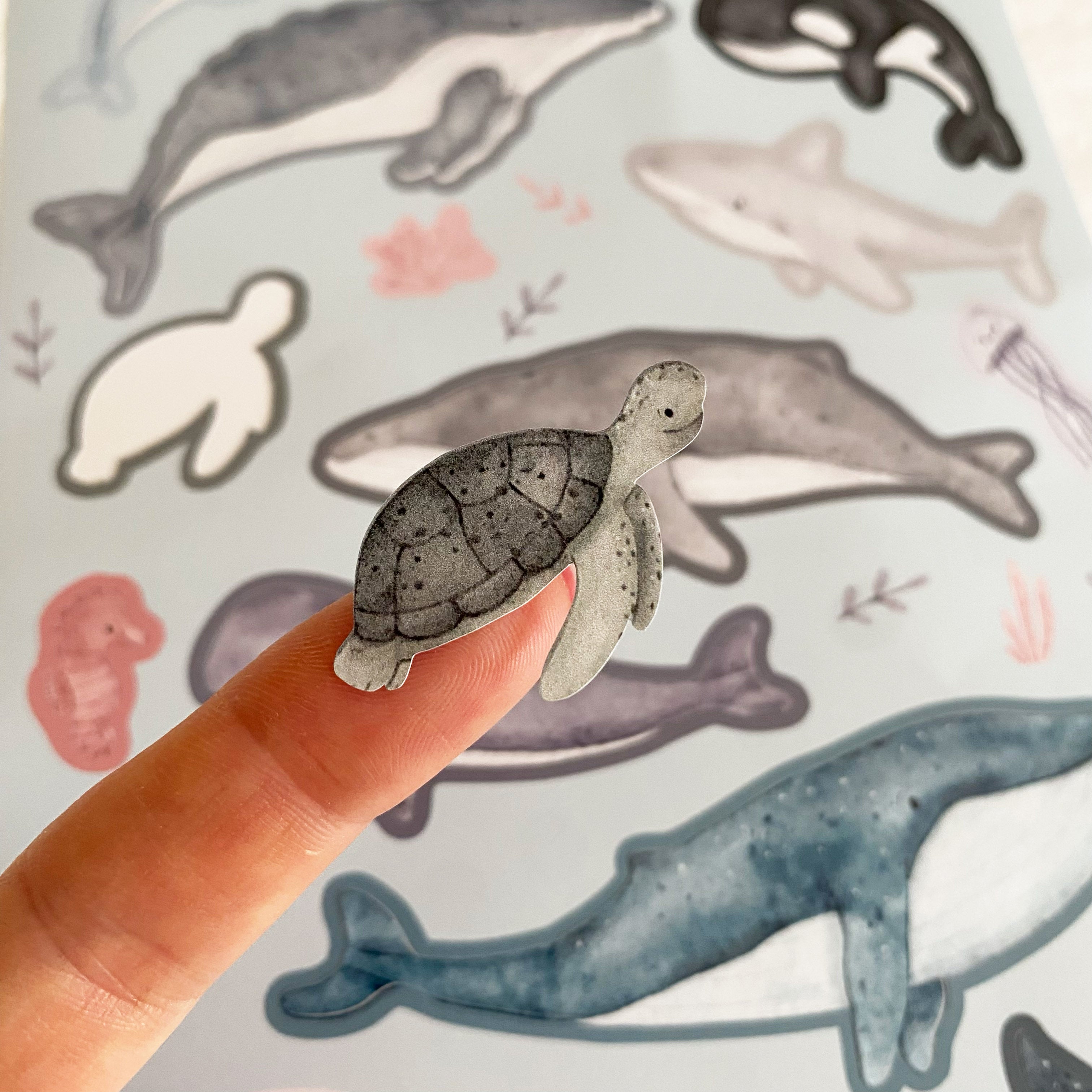 Mini ablösbare Aufkleber / Wandtattoos für Lichtschalter/Holzkisten & Zuckertüten - Meerestiere