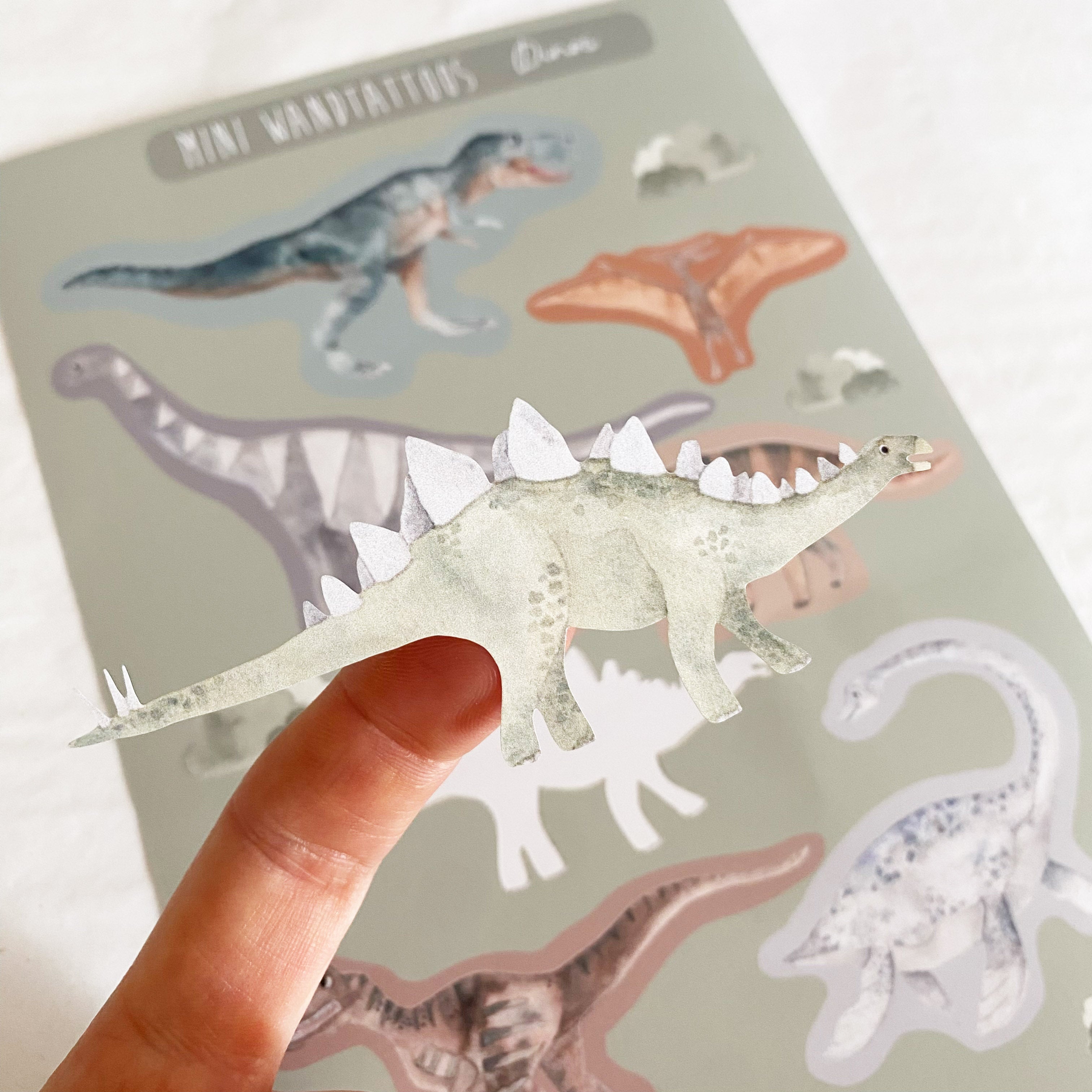 Mini ablösbare Aufkleber / Wandtattoos für Lichtschalter/Holzkisten & Zuckertüten - Dinos