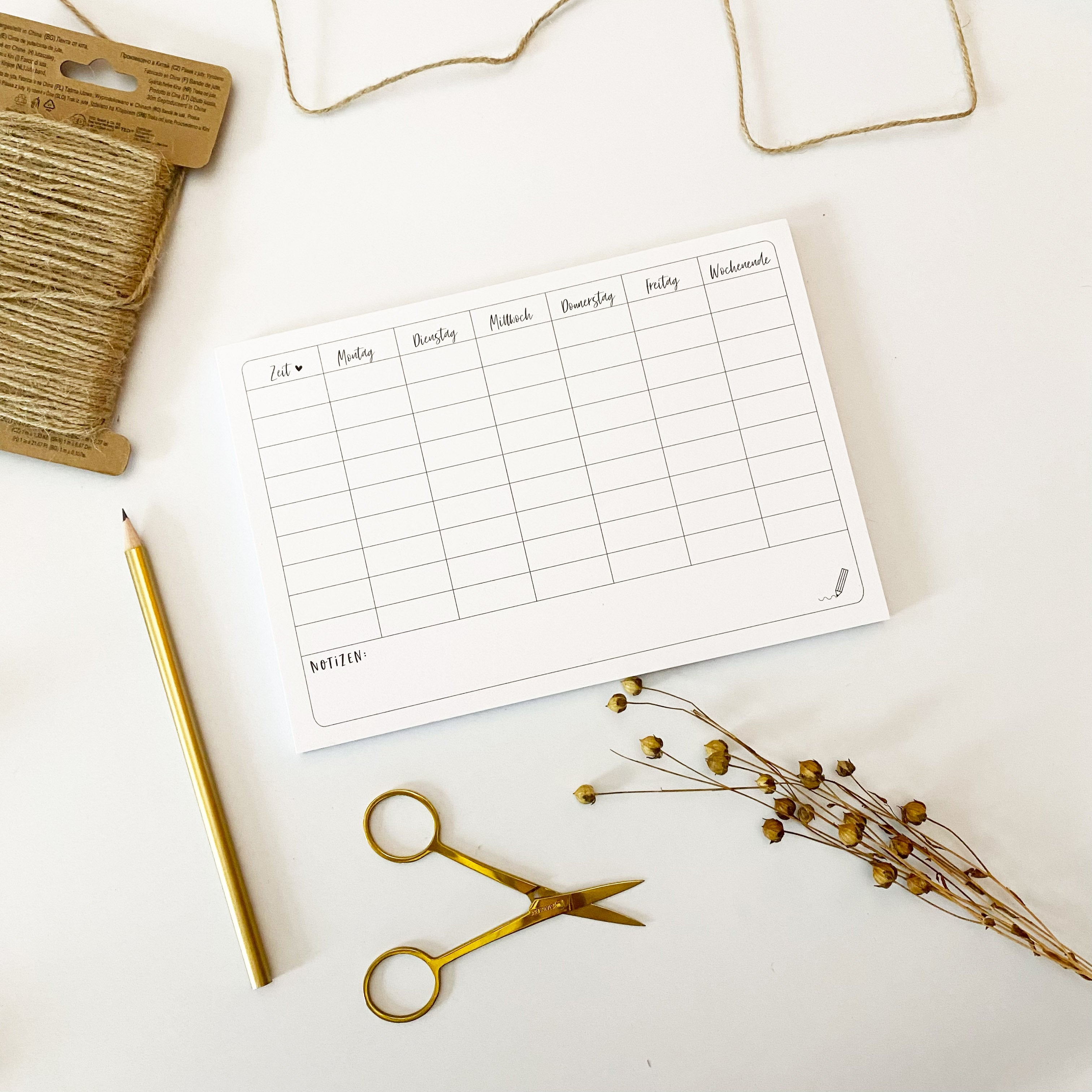 Wochenplaner /Stundenplan - Notizblock / Planer / Kalender/to do Liste
