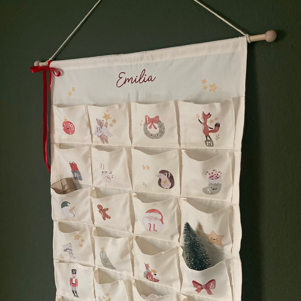 Adventskalender aus Stoff zum Selbstbefüllen & Selbstgestalten/ verschiedene Kombinationen /Blanko oder mit Bügelmotiven