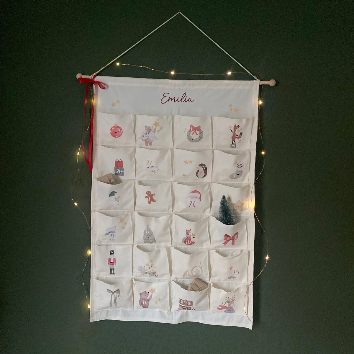 Adventskalender aus Stoff zum Selbstbefüllen & Selbstgestalten/ verschiedene Kombinationen /Blanko oder mit Bügelmotiven