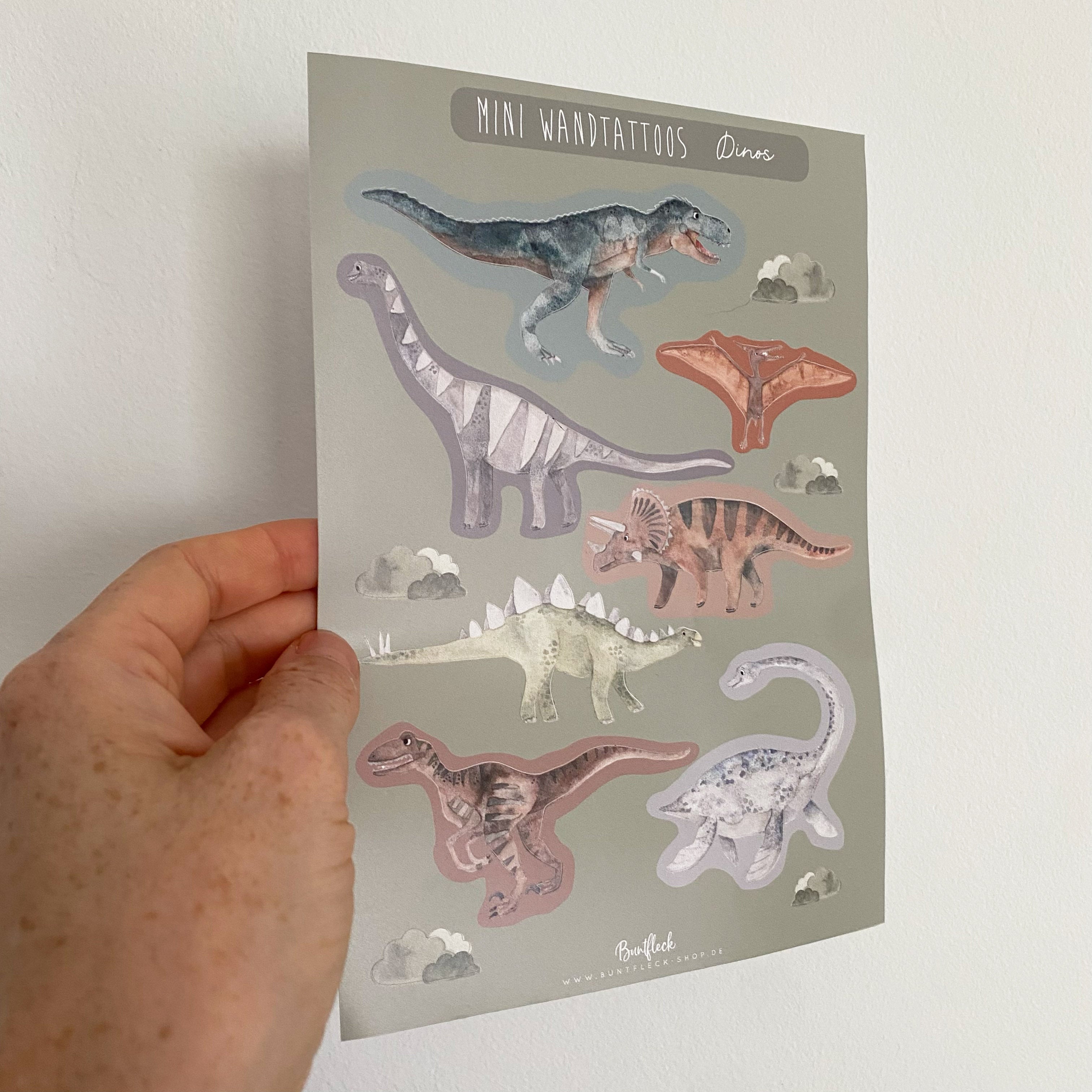 Mini ablösbare Aufkleber / Wandtattoos für Lichtschalter/Holzkisten & Zuckertüten - Dinos