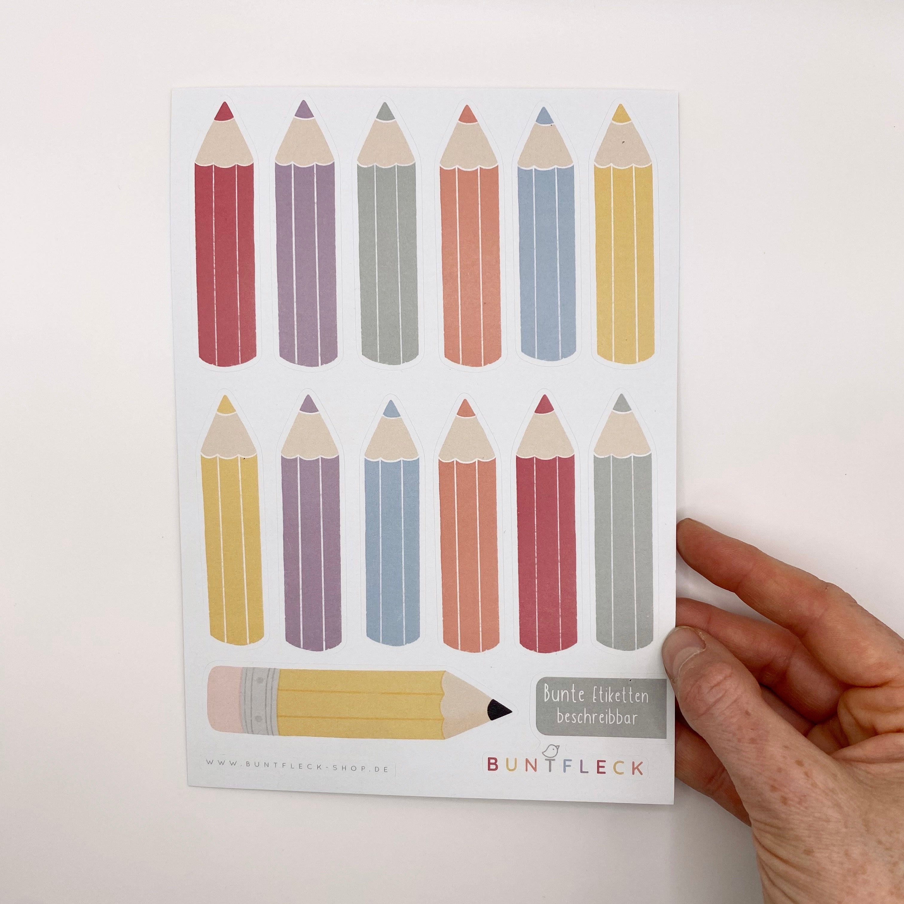 Etiketten/Aufkleber/Schulanfang/selbst beschriften/beschreibbar - Buntstifte