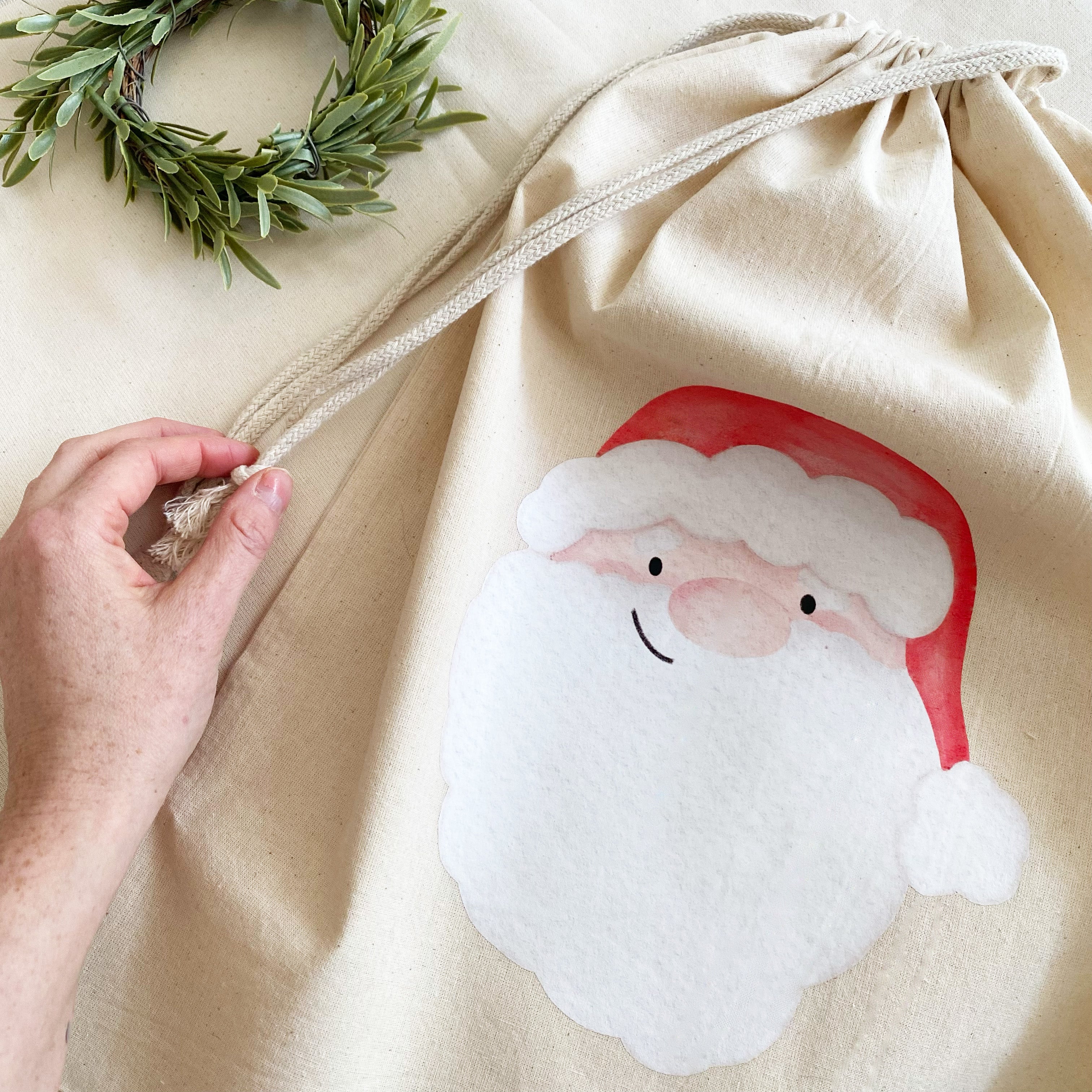 Großer Weihnachtssack mit Anhänger in 40x50cm/ Nikolausstiefel /Geschenkbeutel zu Weihnachten - Santa