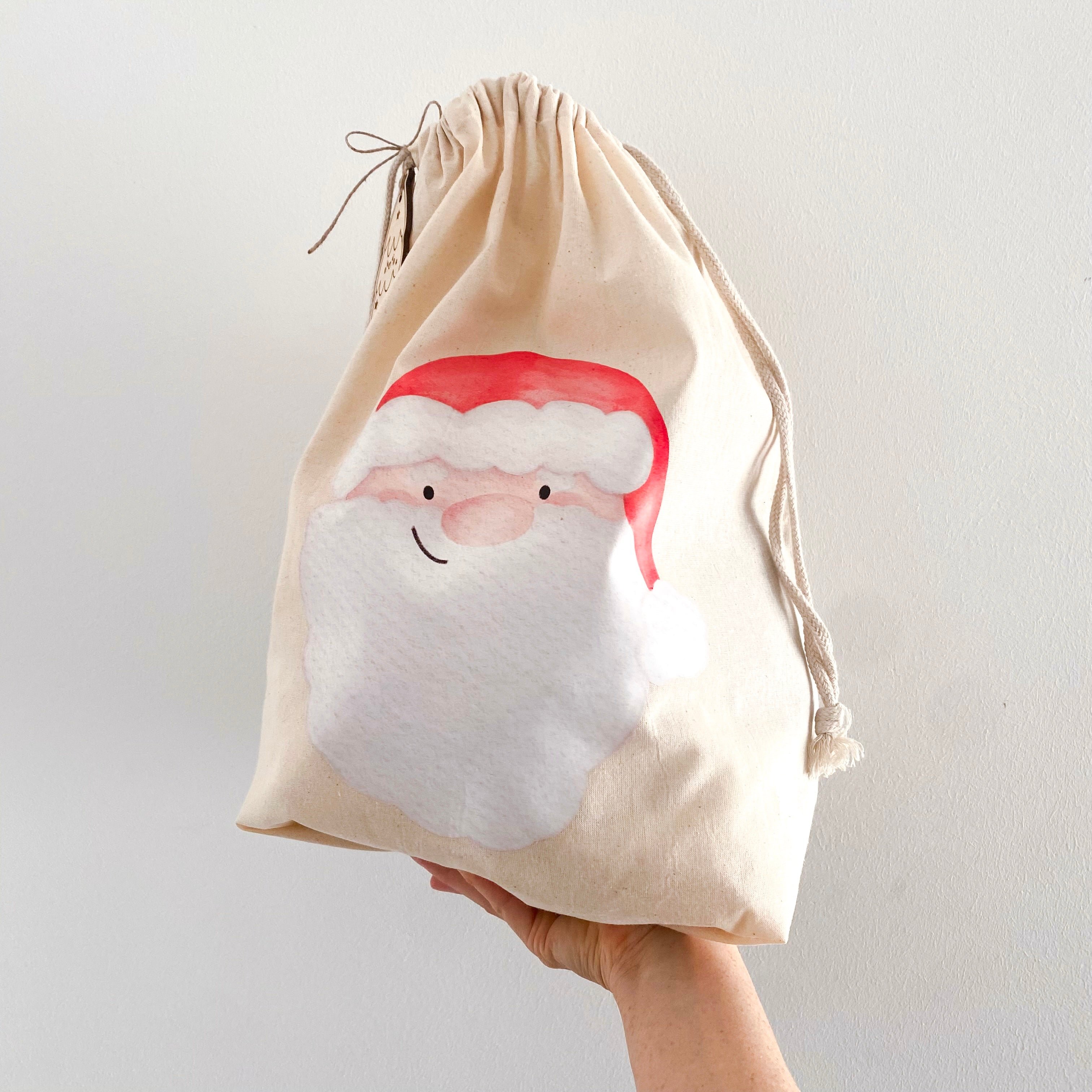Großer Weihnachtssack mit Anhänger in 40x50cm/ Nikolausstiefel /Geschenkbeutel zu Weihnachten - Santa