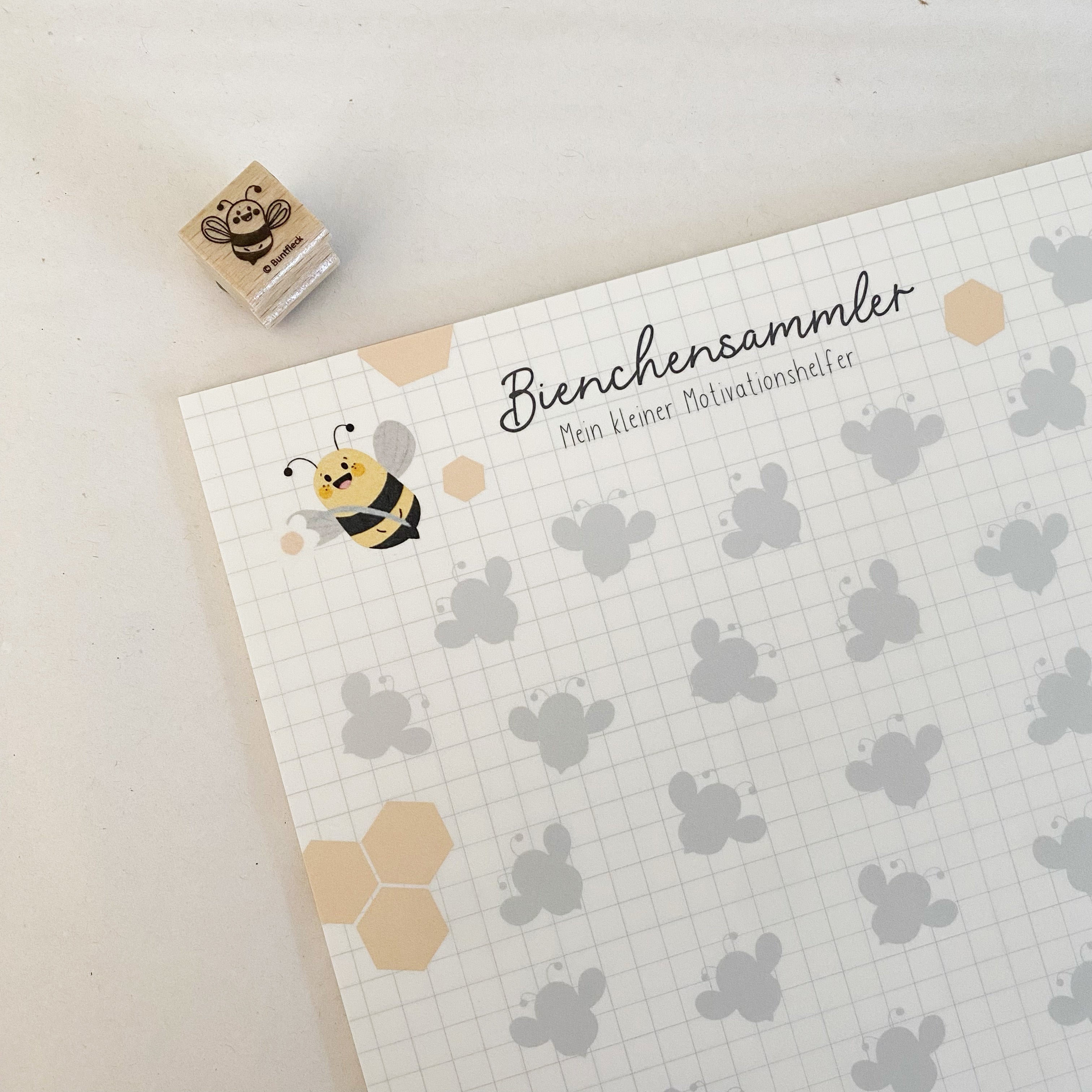 Bienchensammler Block mit Stempel - Countdown / Motivationstafel / Belohnungstafel/Motivationshelfer