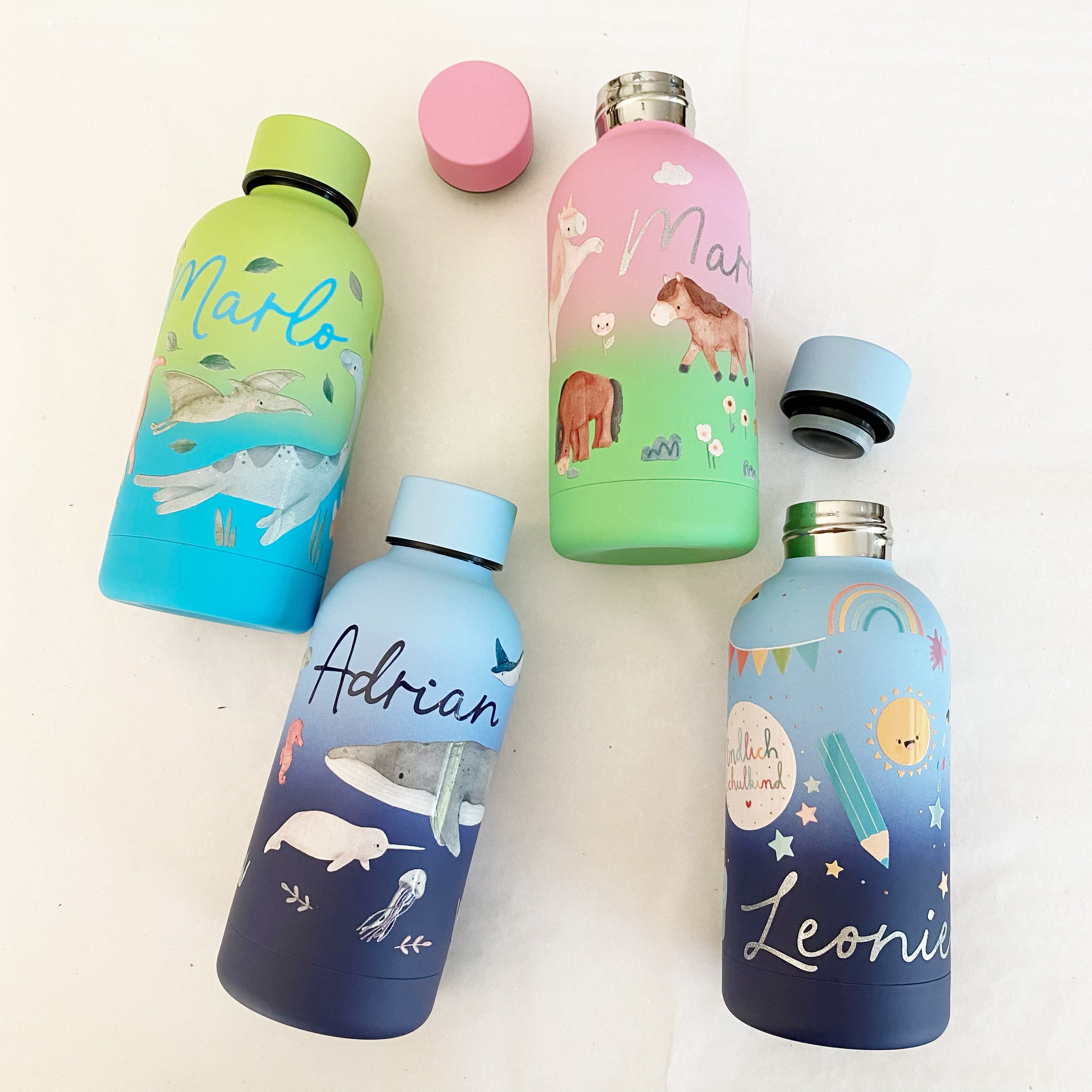 Thermosflasche / Trinkflasche / Schulflasche - kunterbunt