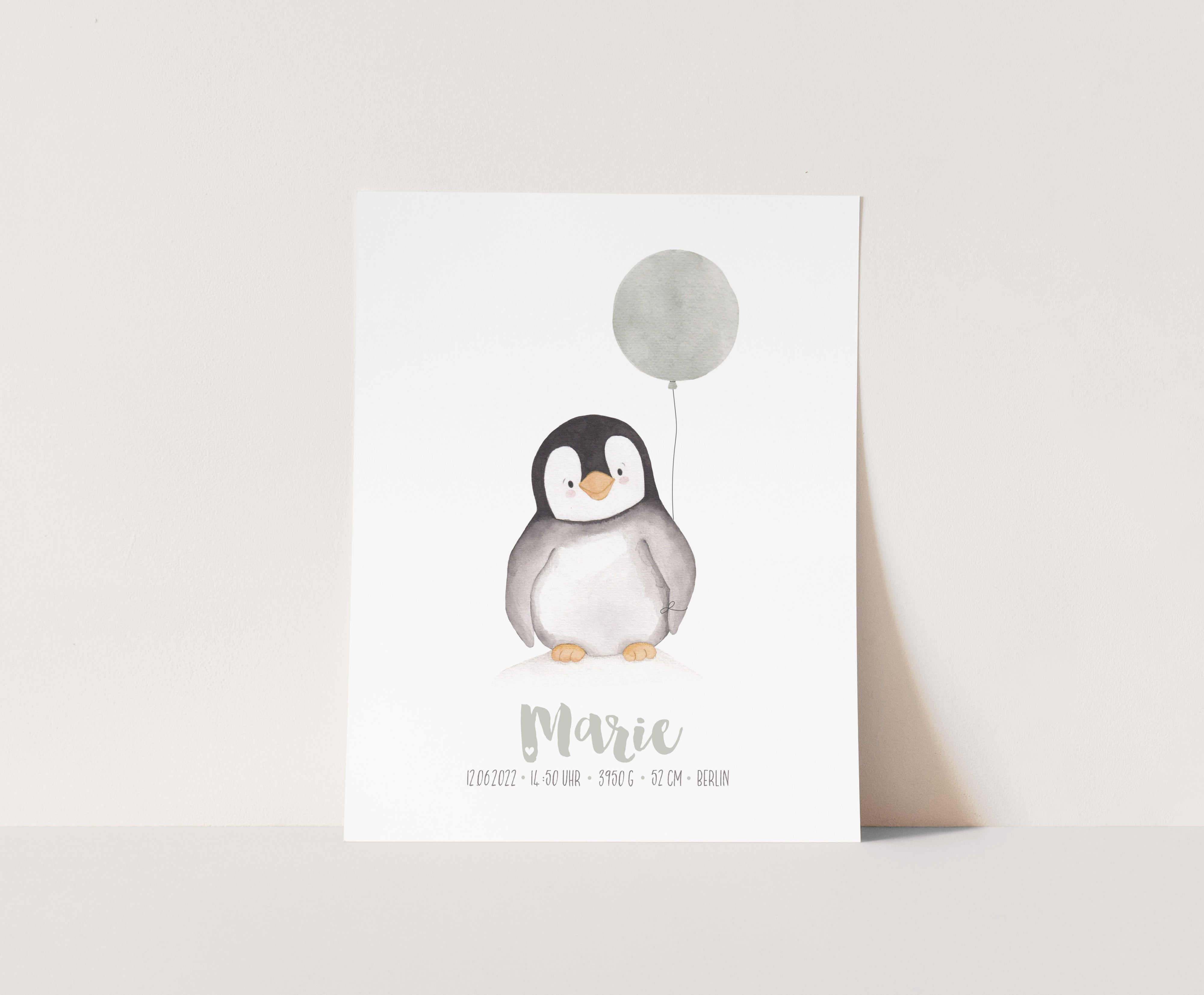 Geburtsbild/Poster/Print/Taufe/Geburt - Pinguin