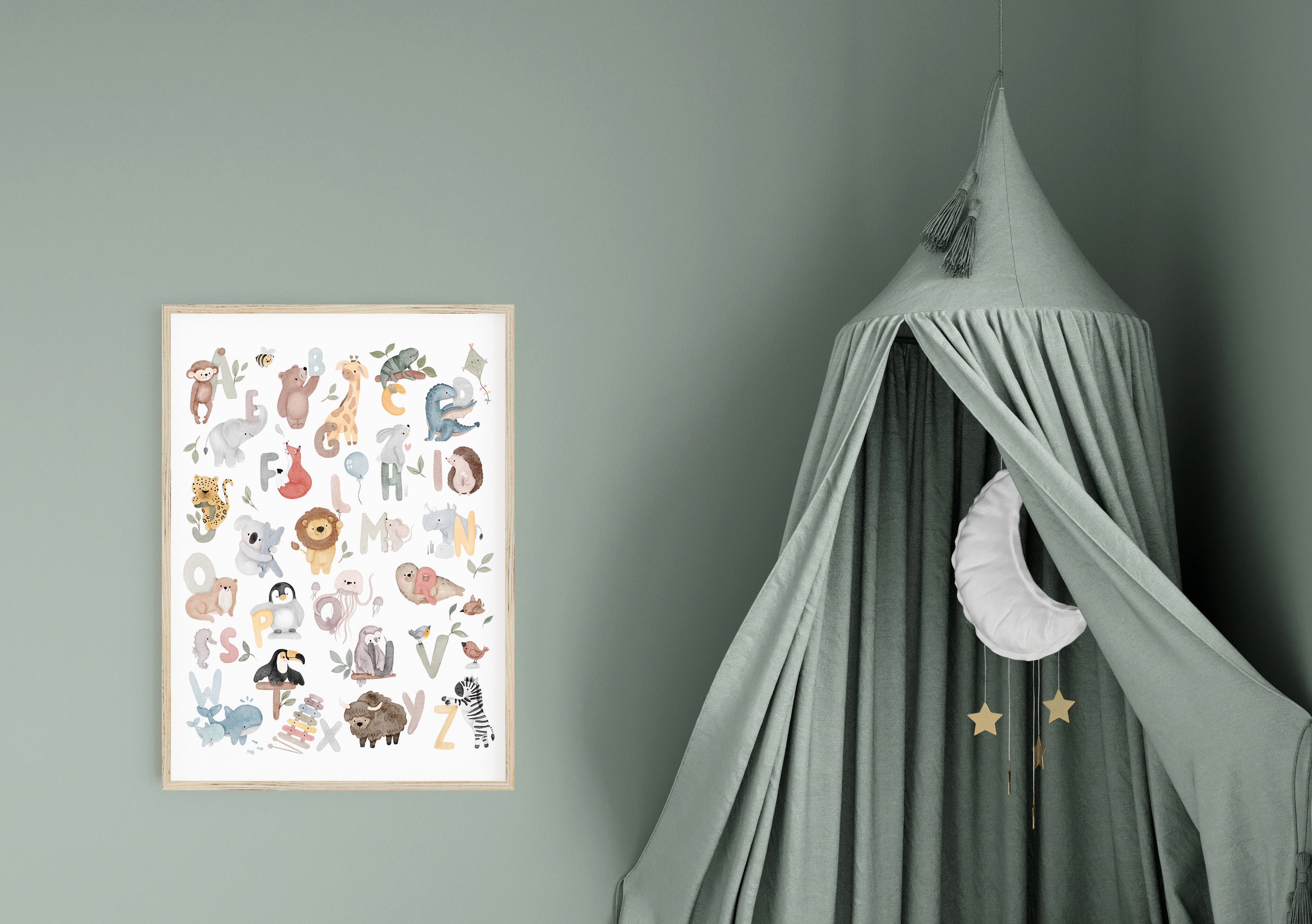 Art print/poster/back to school/playful learning - sweet alphabet with enchanting animals