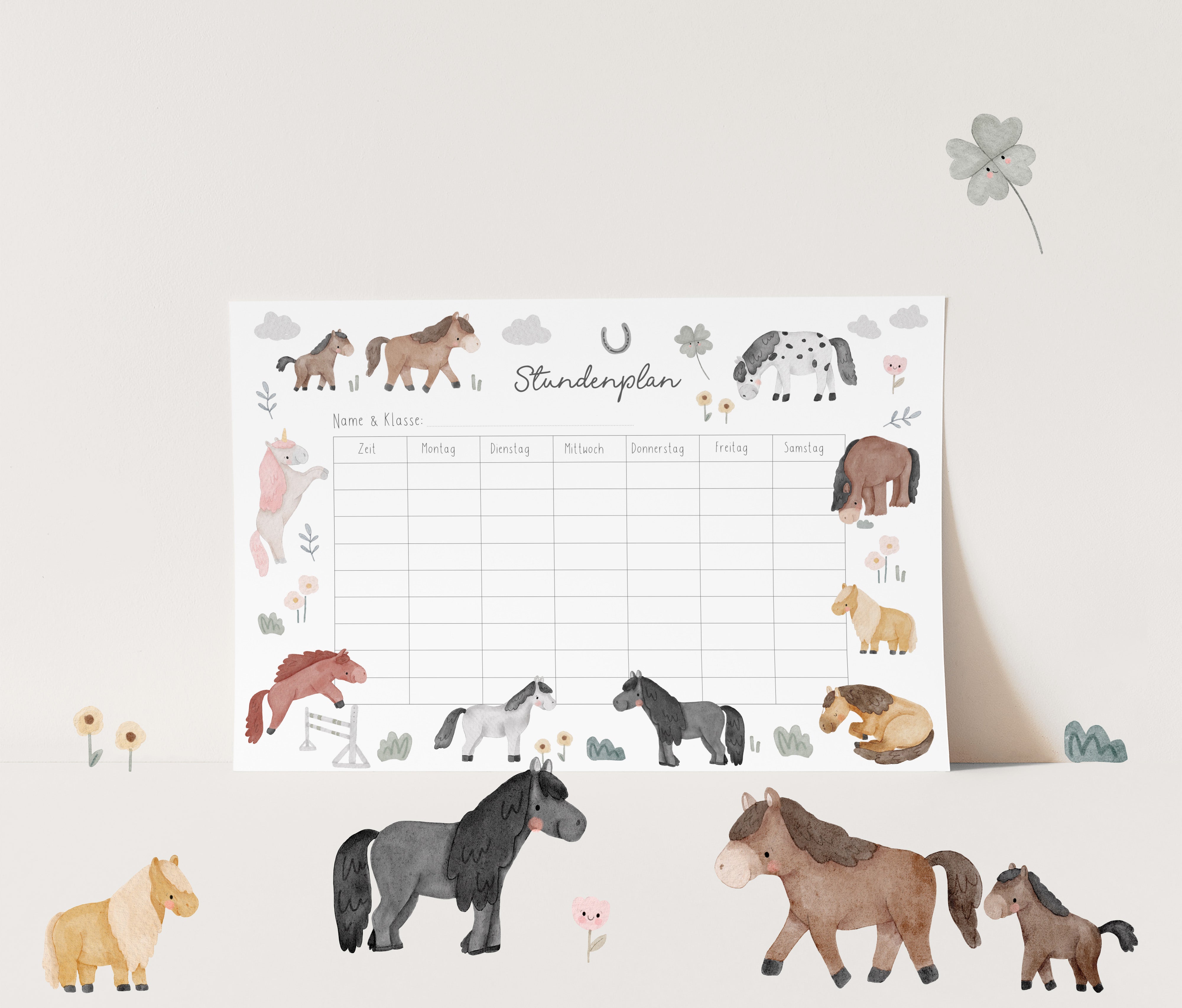 Stundenplan - mit süßen Pferden