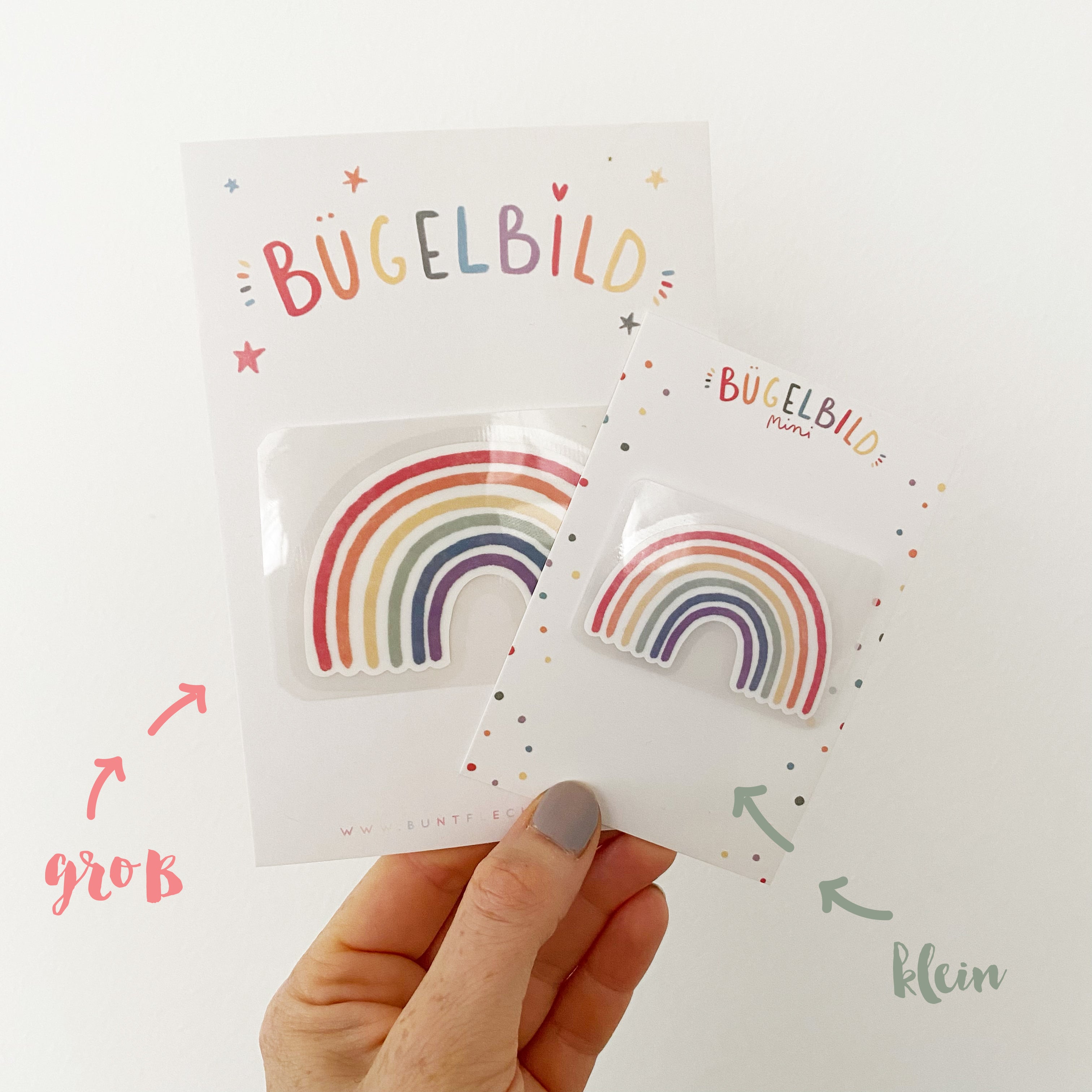 Mini iron-on transfers - rainbow in different colors