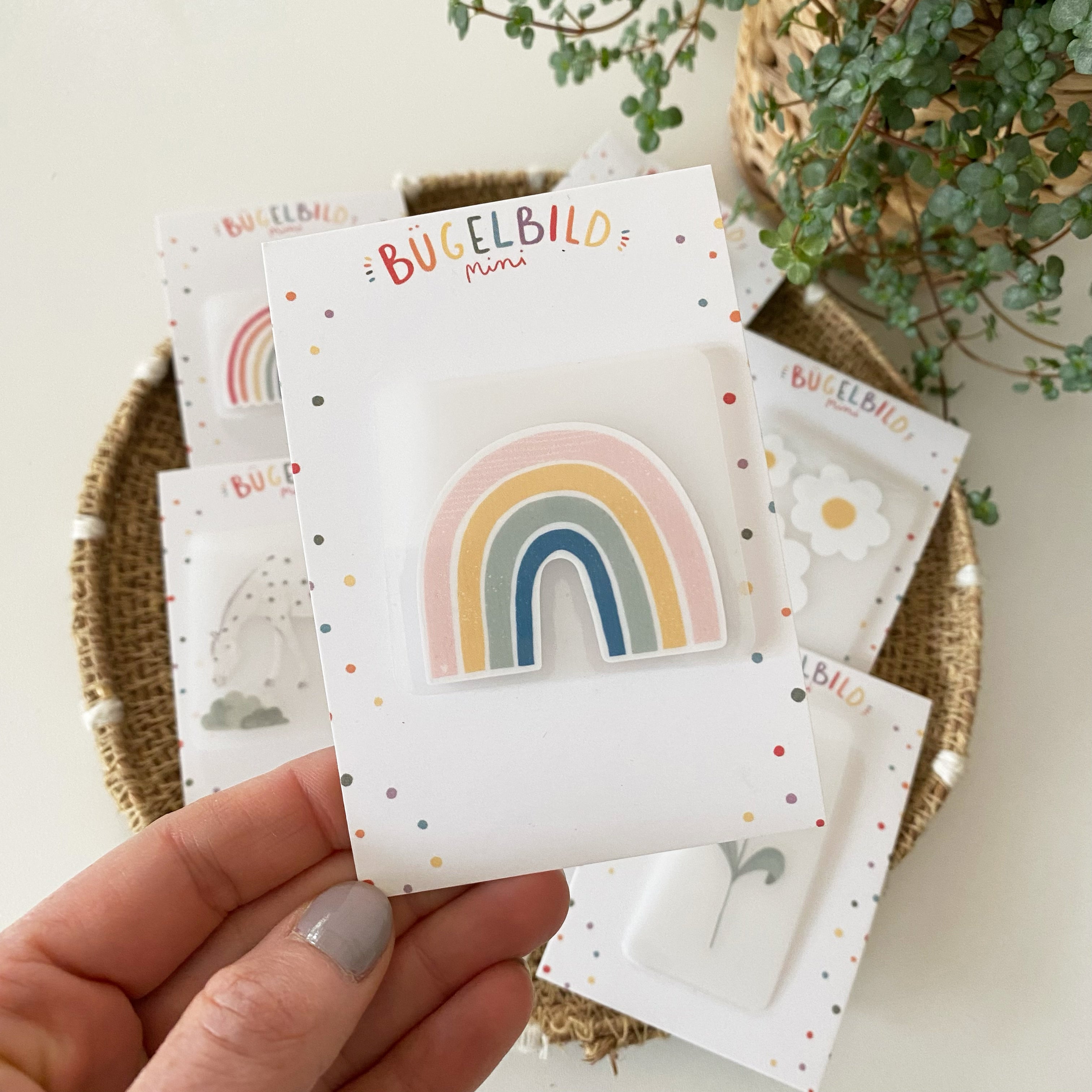 Mini iron-on transfers - rainbow in different colors