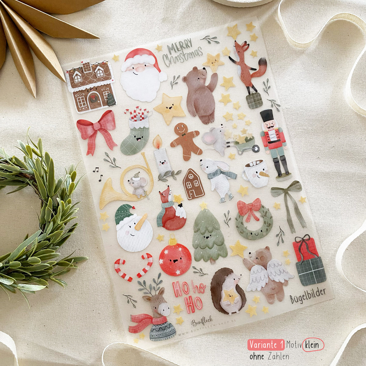 Adventskalender aus Stoff zum Selbstbefüllen & Selbstgestalten/ verschiedene Kombinationen /Blanko oder mit Bügelmotiven