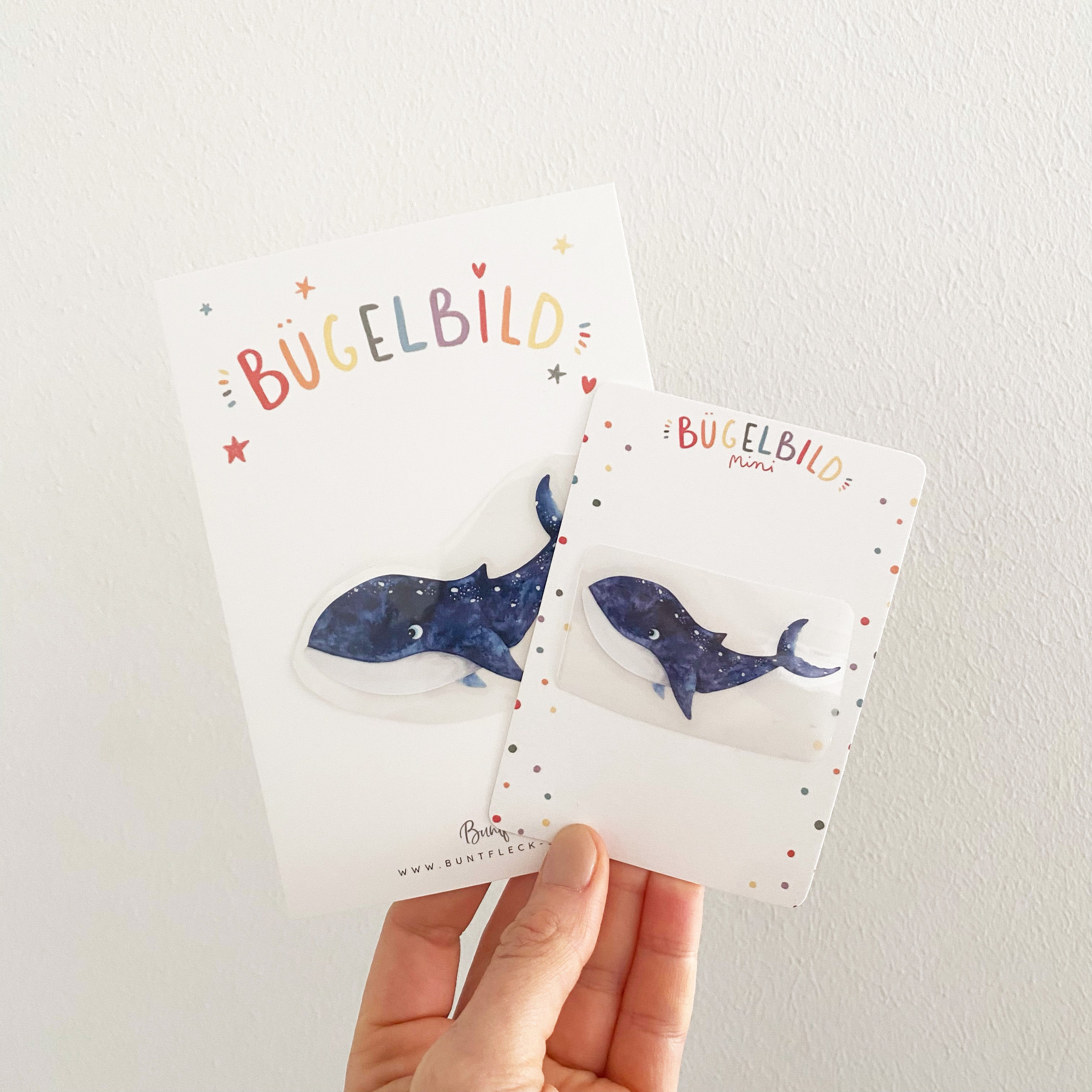 Mini iron-on transfers - whale