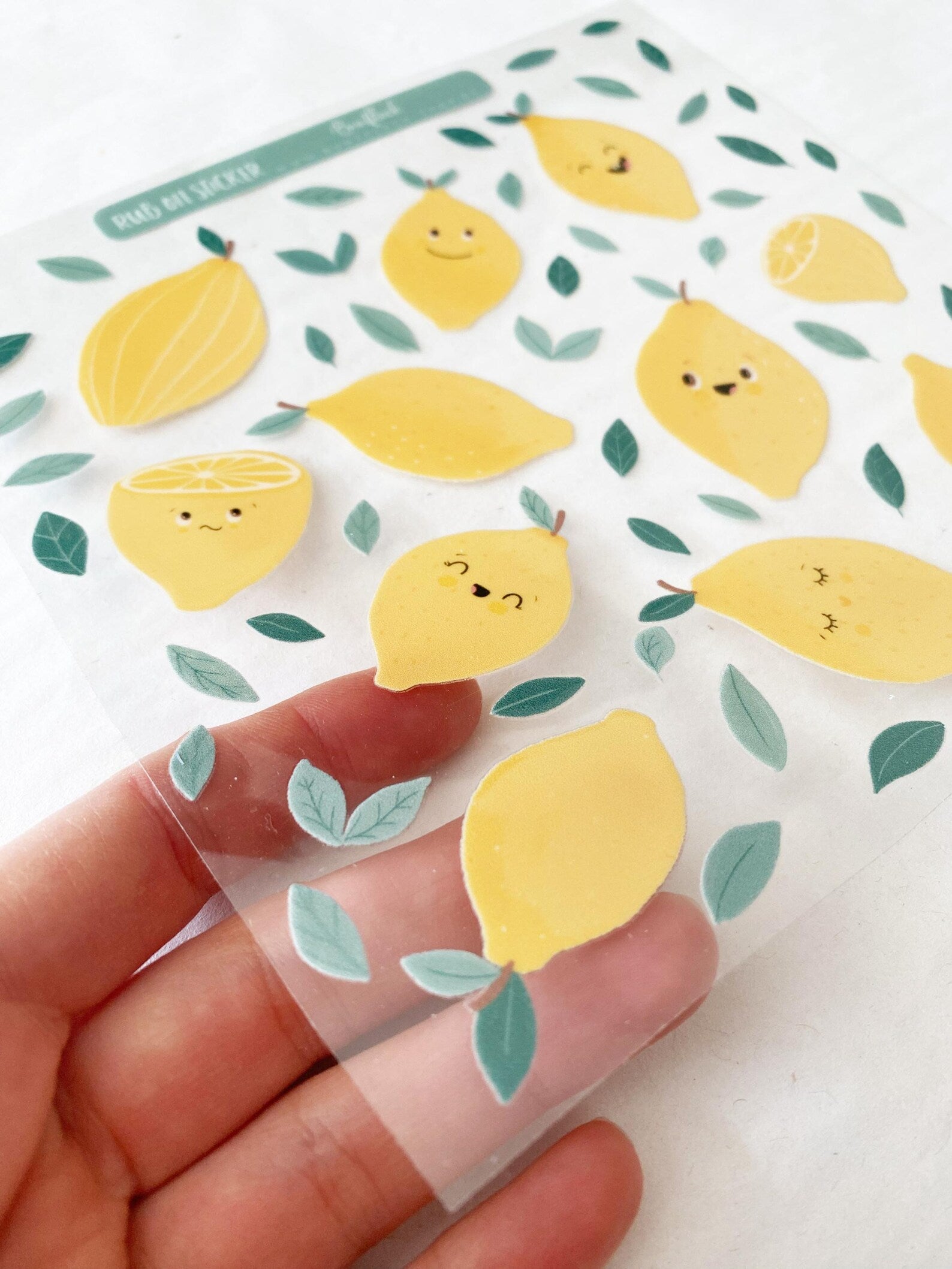 RANDLOSE Sticker / Rub on / für alle glatten Oberflächen / für die Trinkflaschen/Brotdose/ Fahrrad/robust /für innen und außen - süße Zitronen