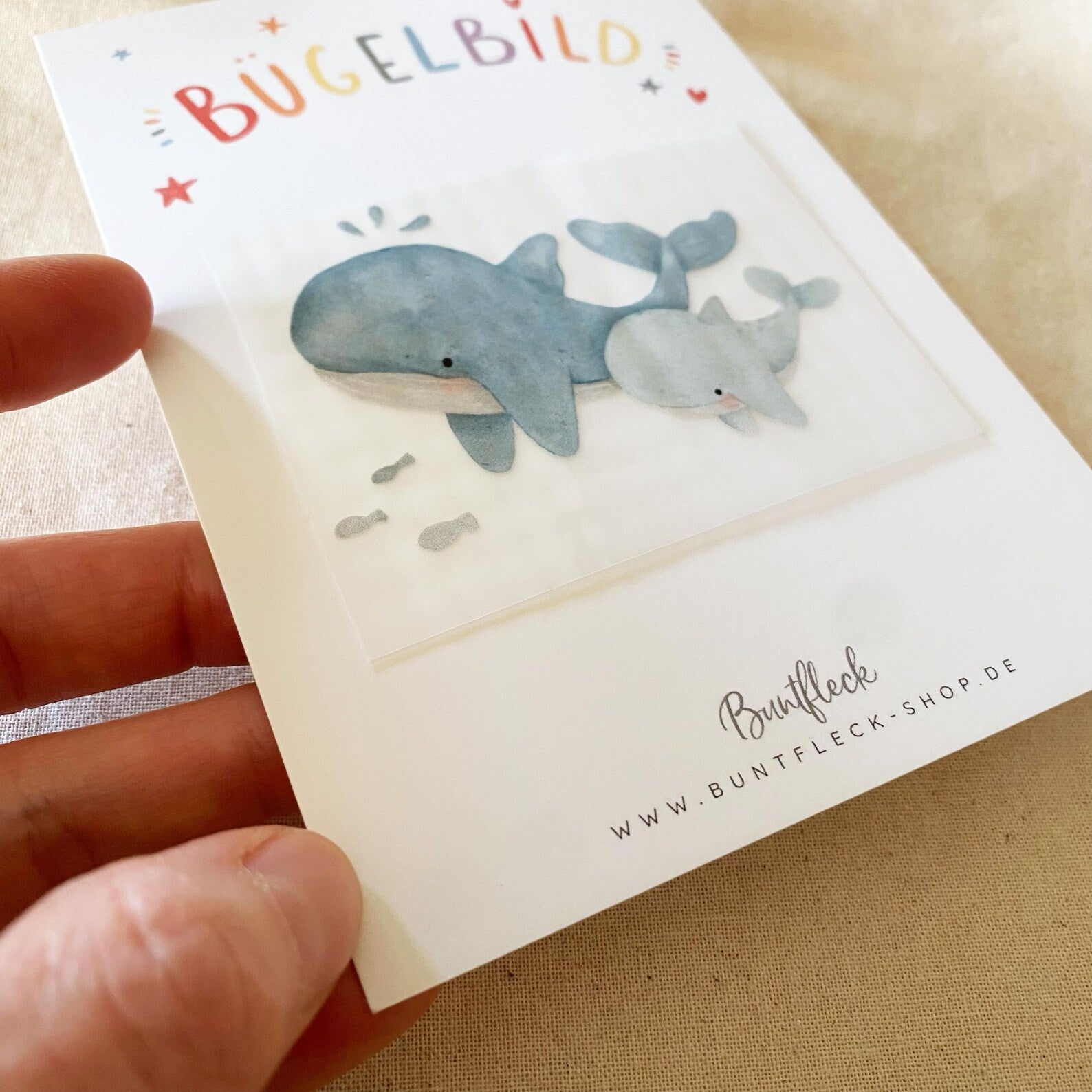 Mini iron-on transfers - Whale mother + child