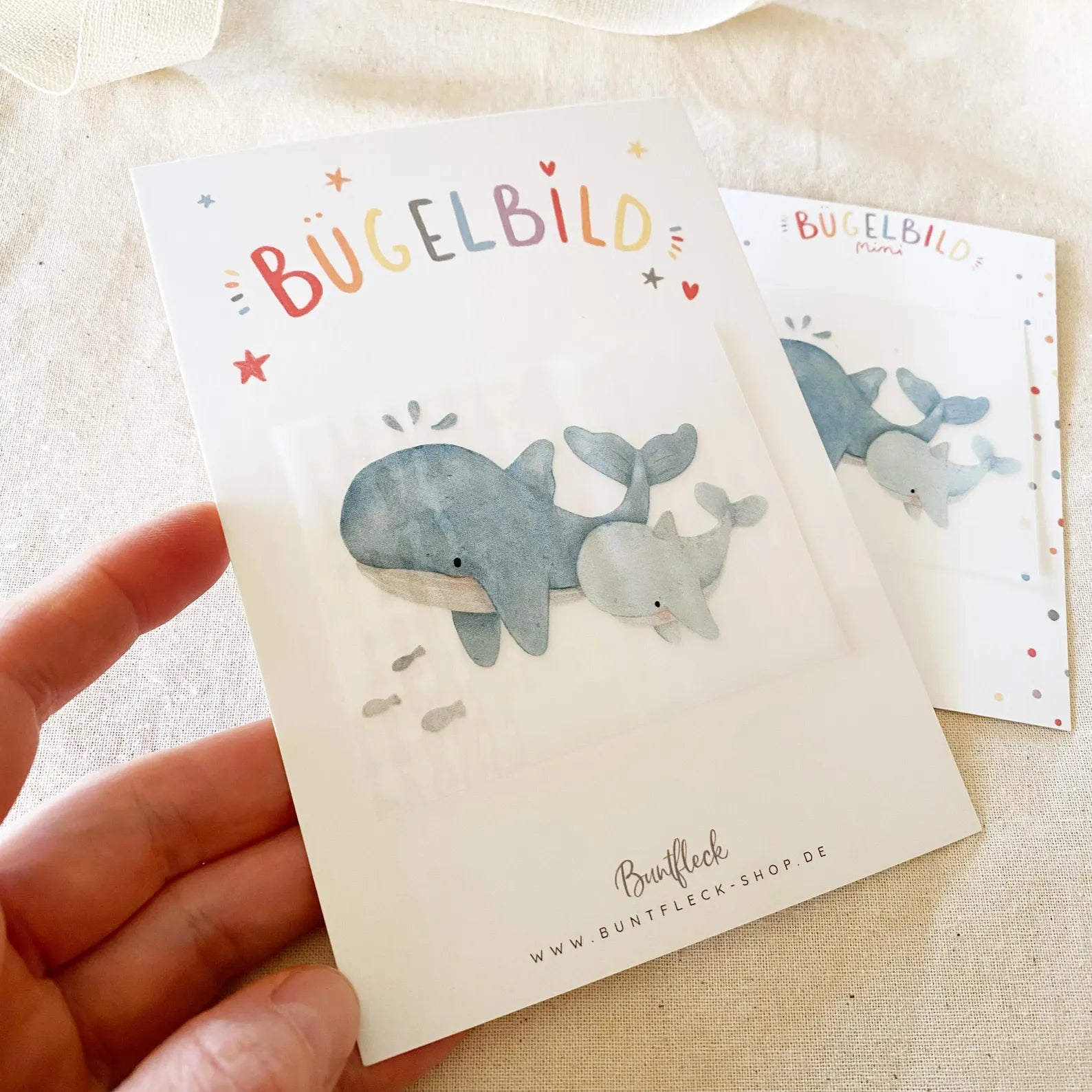 Mini Bügelbilder - Wal Mutter + Kind