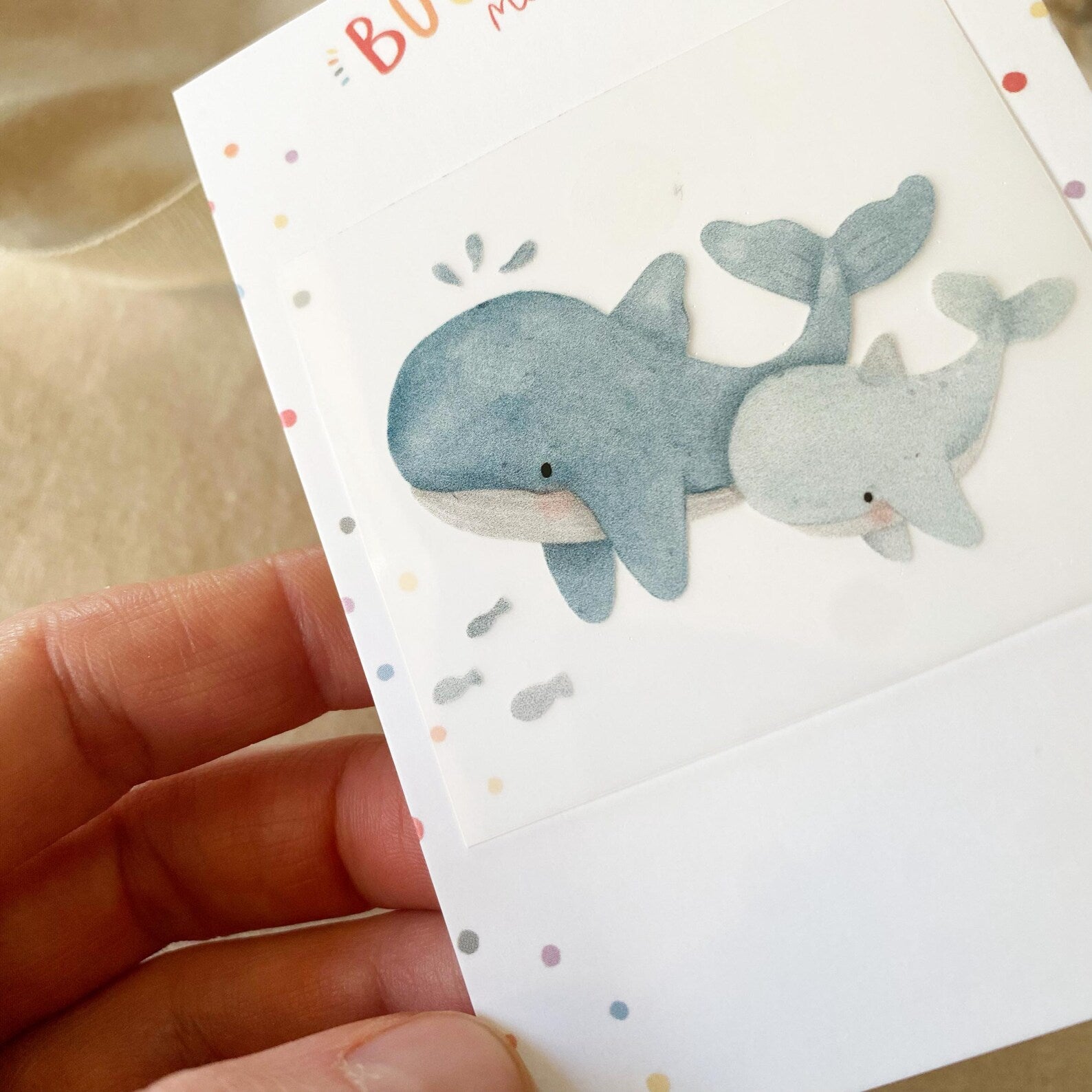 Mini iron-on transfers - Whale mother + child