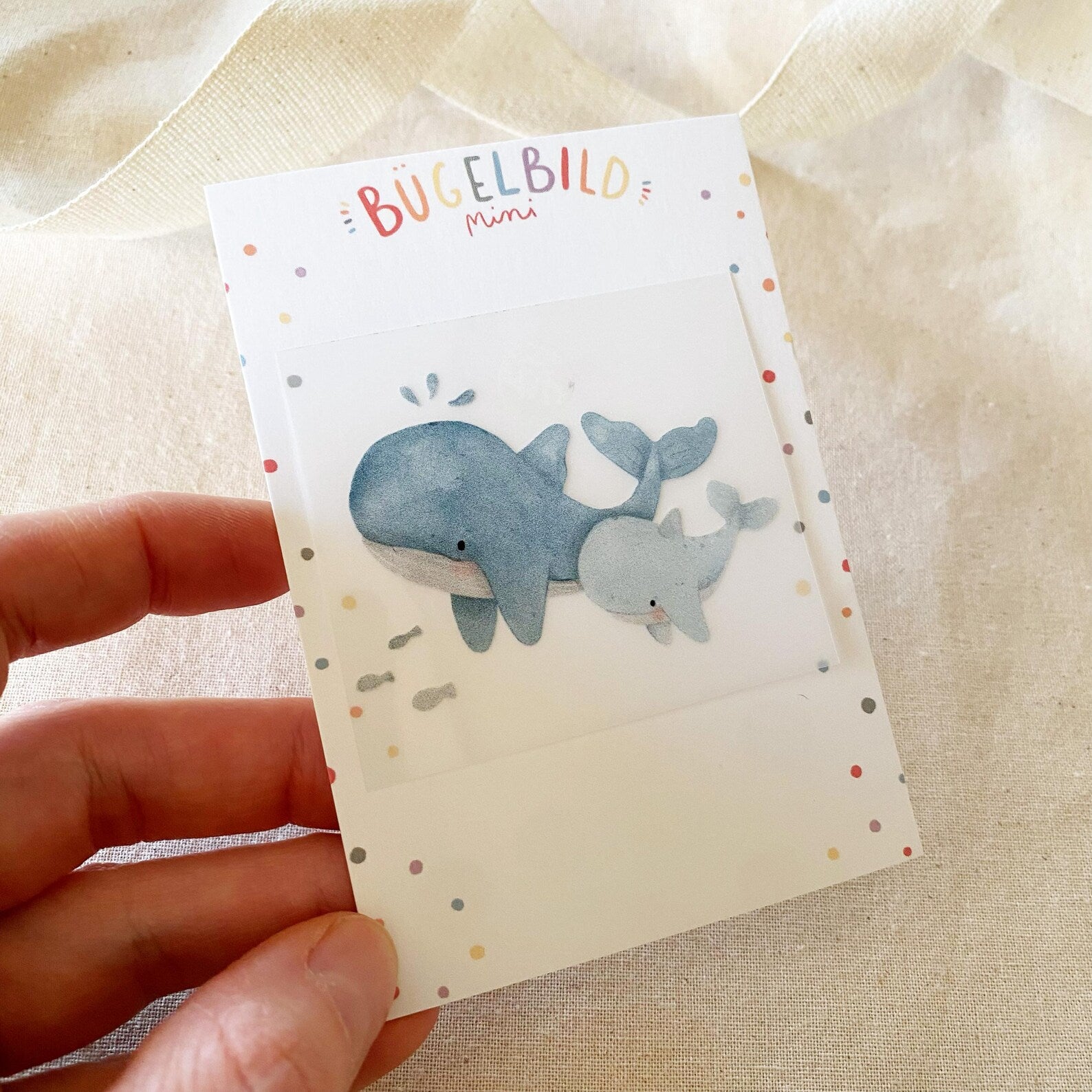 Mini iron-on transfers - Whale mother + child