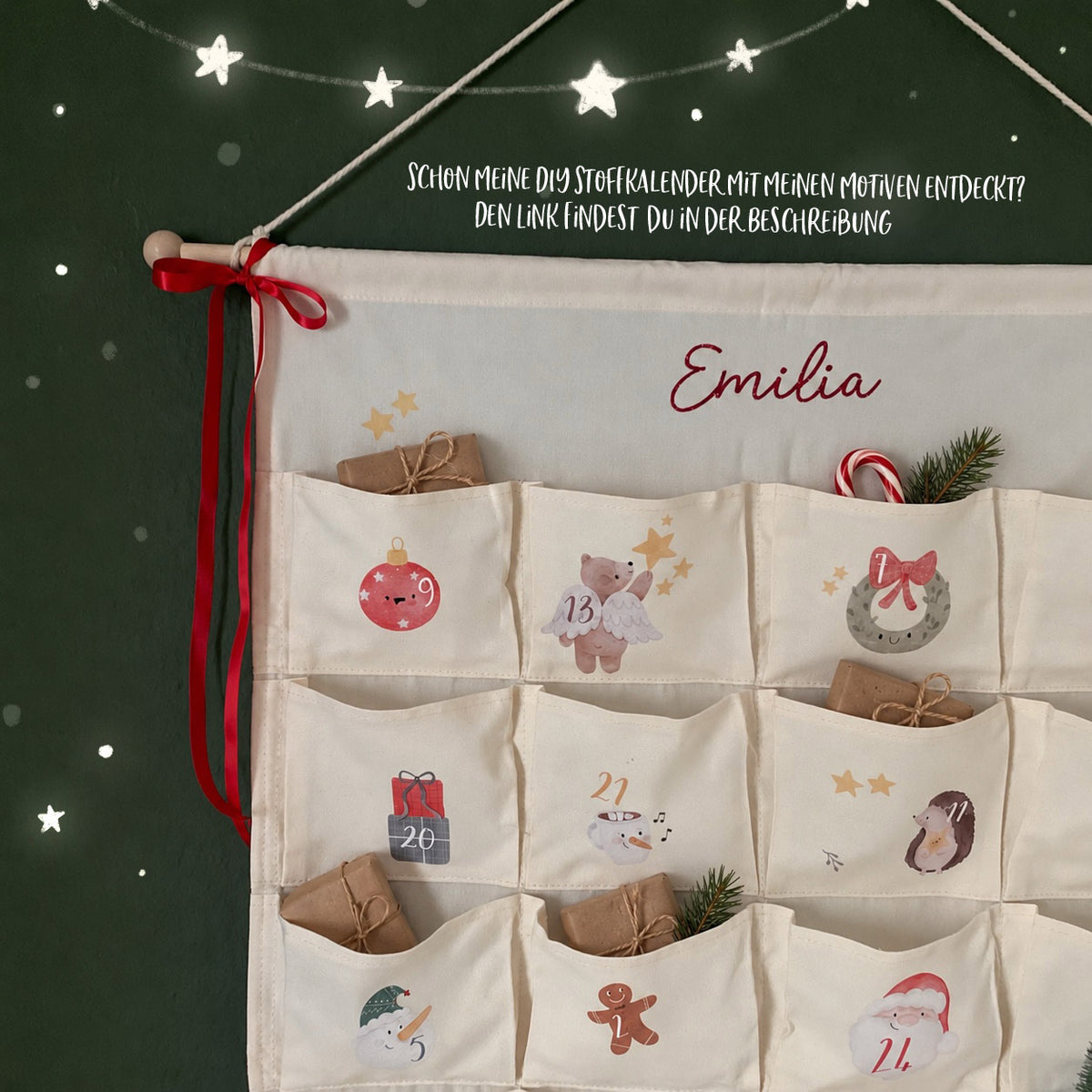 Adventskalender Bügelbild Weihnachten DIY - Iron on Patch für Kleidung, mehrere Motive