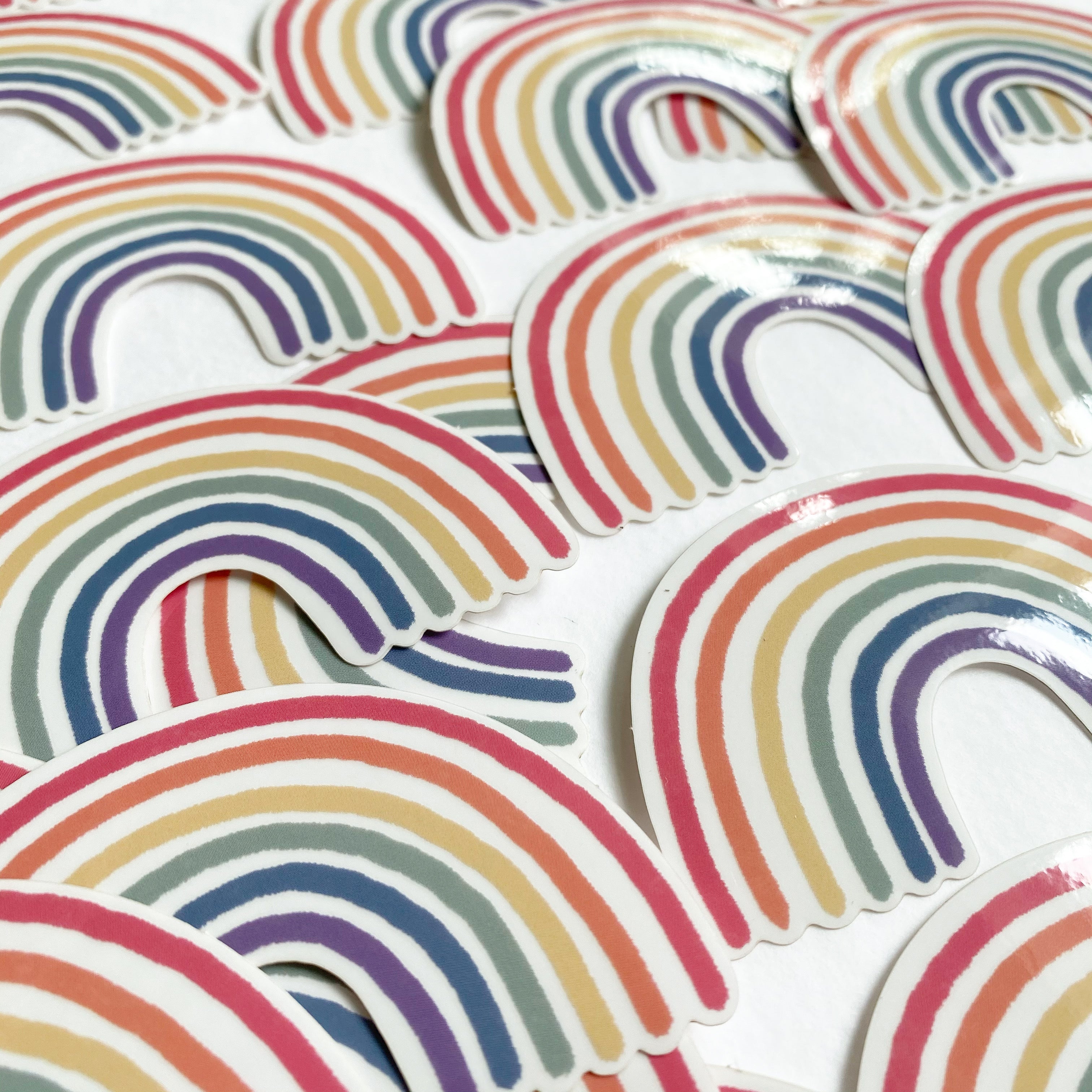 Aufkleber Vinyl mit transparentem Rand - Regenbogen bunt