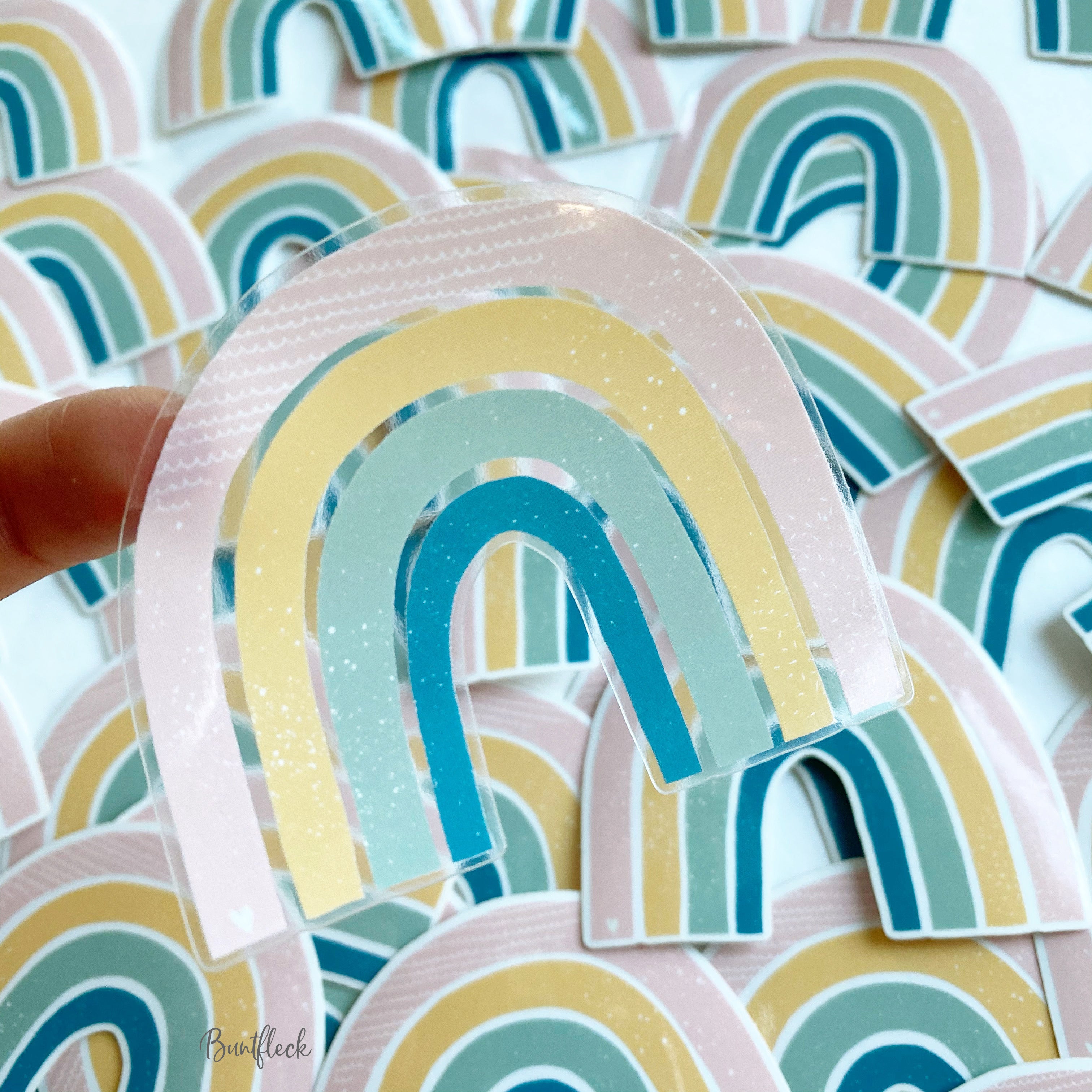 Regenbogen Aufkleber aus Vinyl mit transparentem Rand