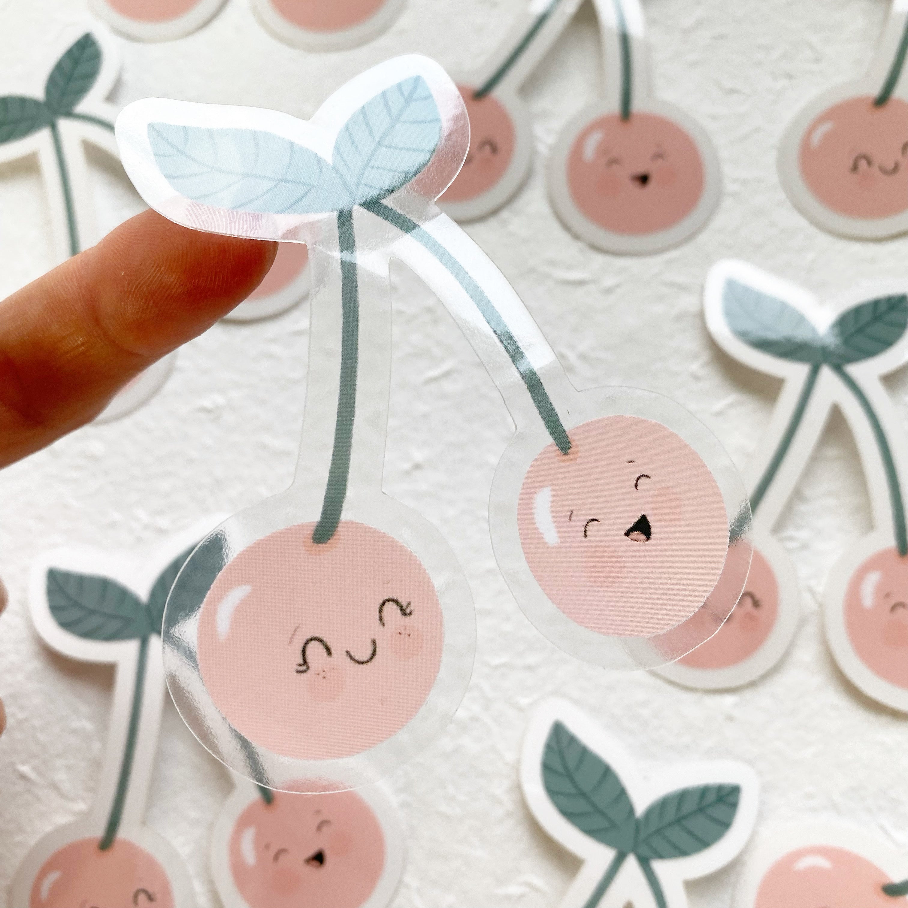 Vinyl sticker with transparent border - sweet cherries