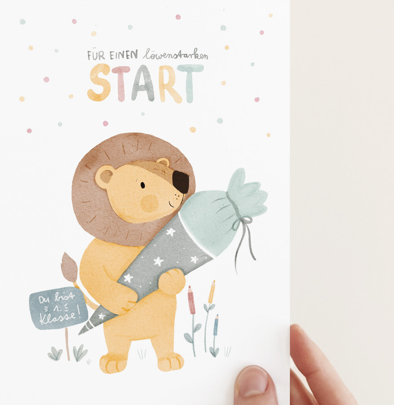 Karte/Postkarte/Grußkarte/Schulanfang - Für einen löwenstarken Start