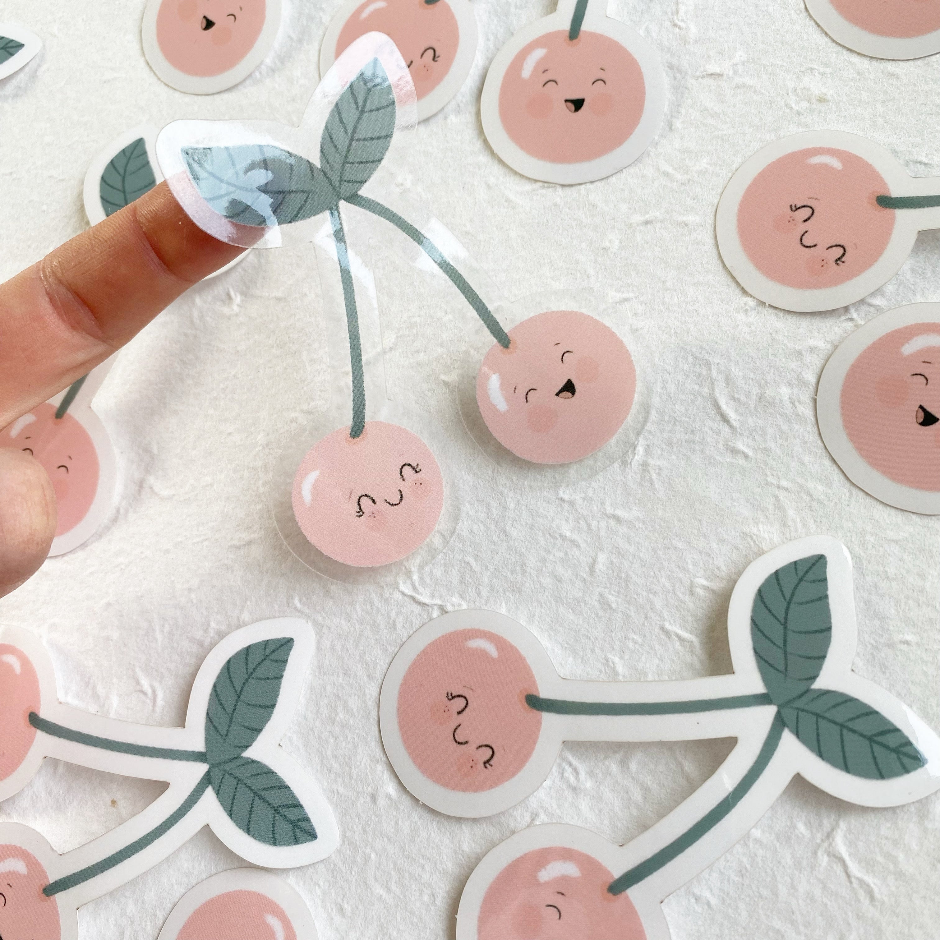 Vinyl sticker with transparent border - sweet cherries