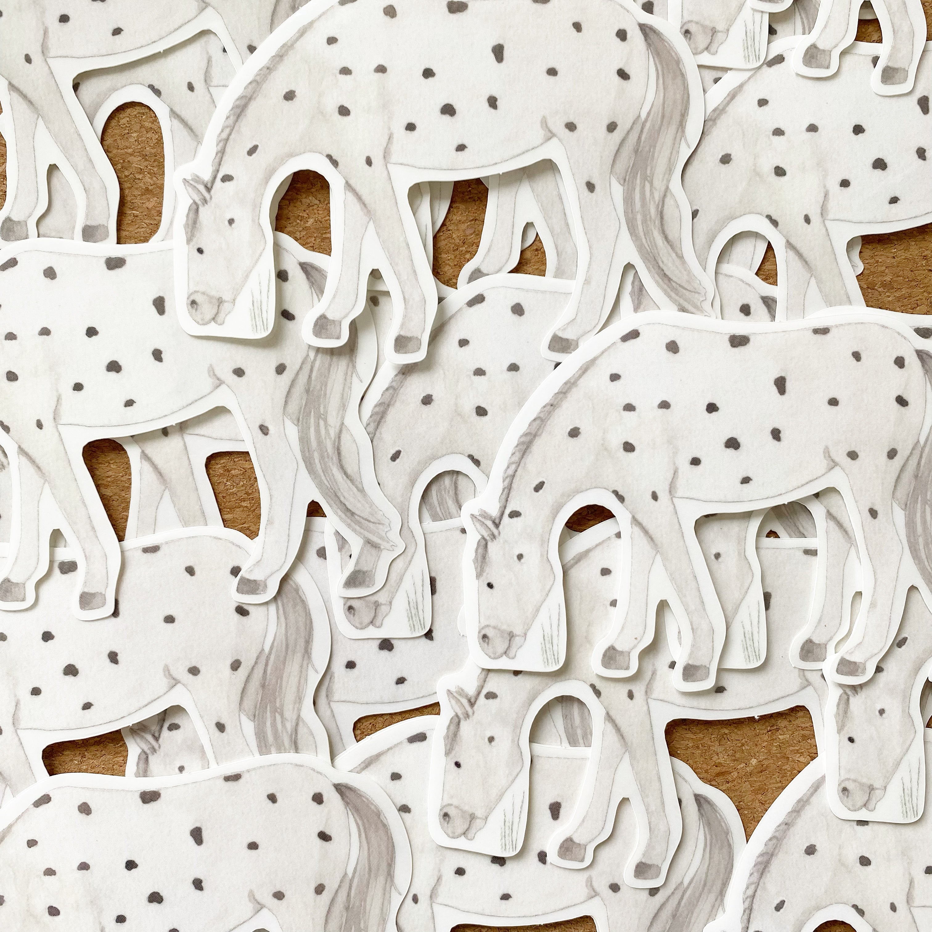 Vinyl sticker with transparent border - Spotted horse