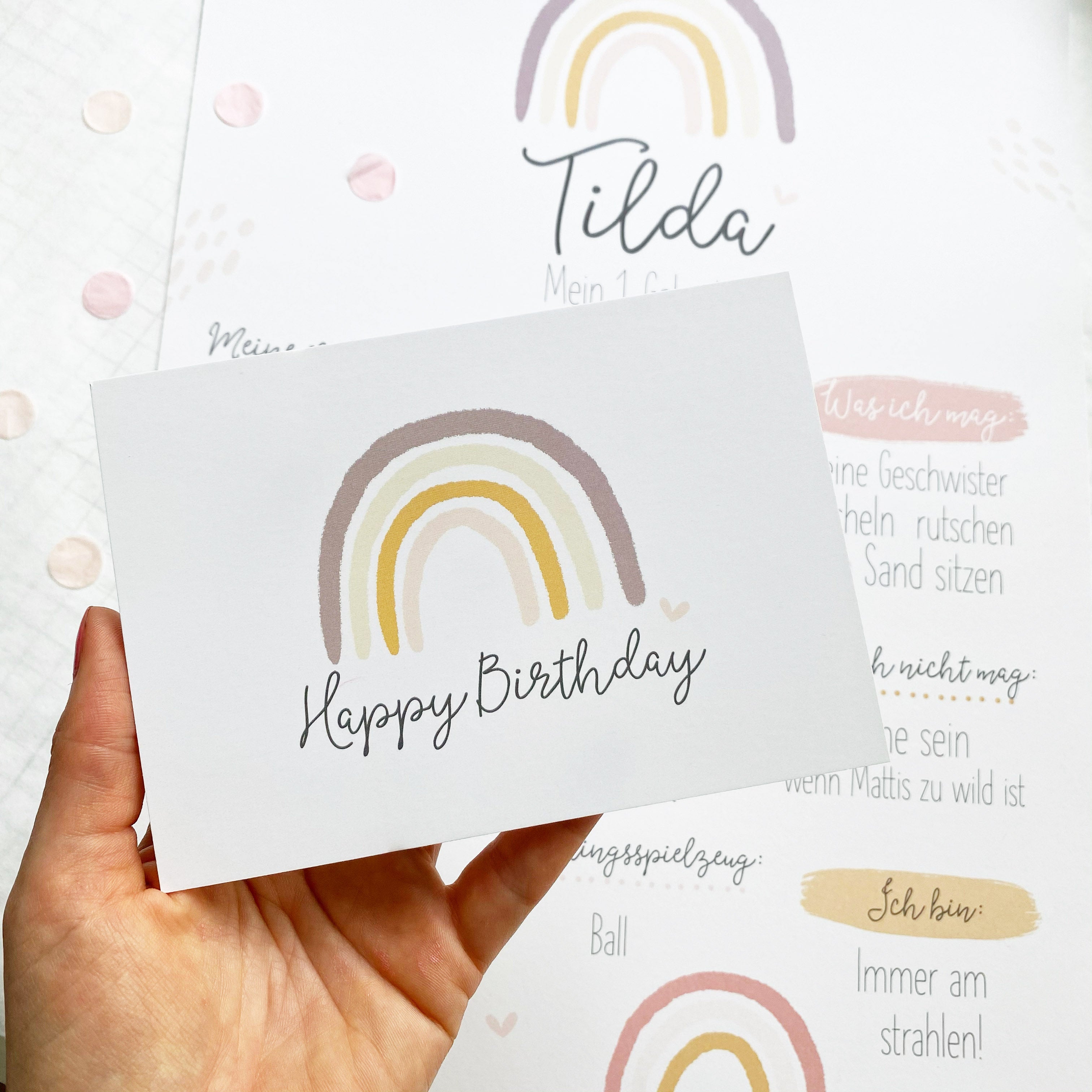 Karte/Postkarte - Regenbogen/Happy Birthday