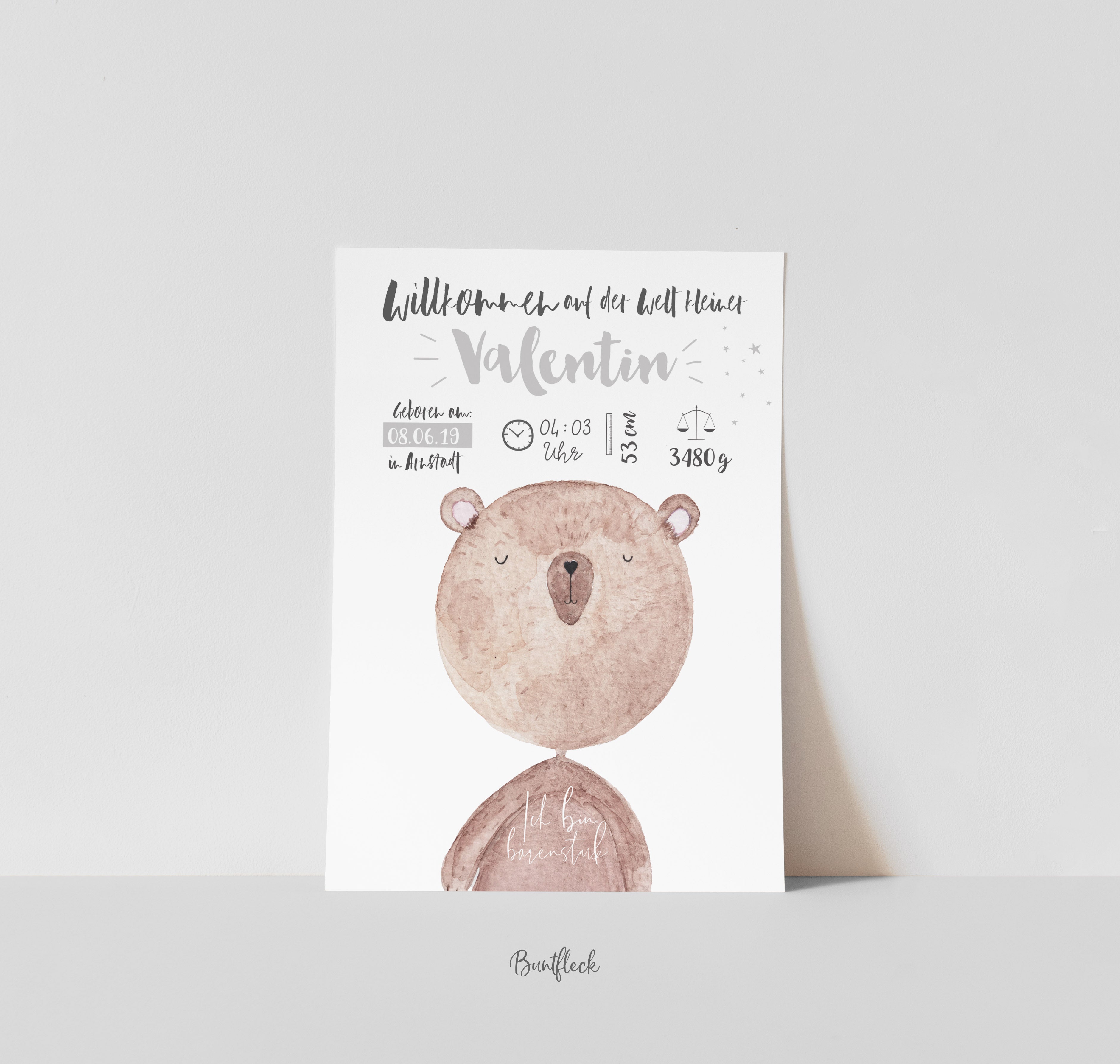 Geburtsbild/Poster - Bär Bruno