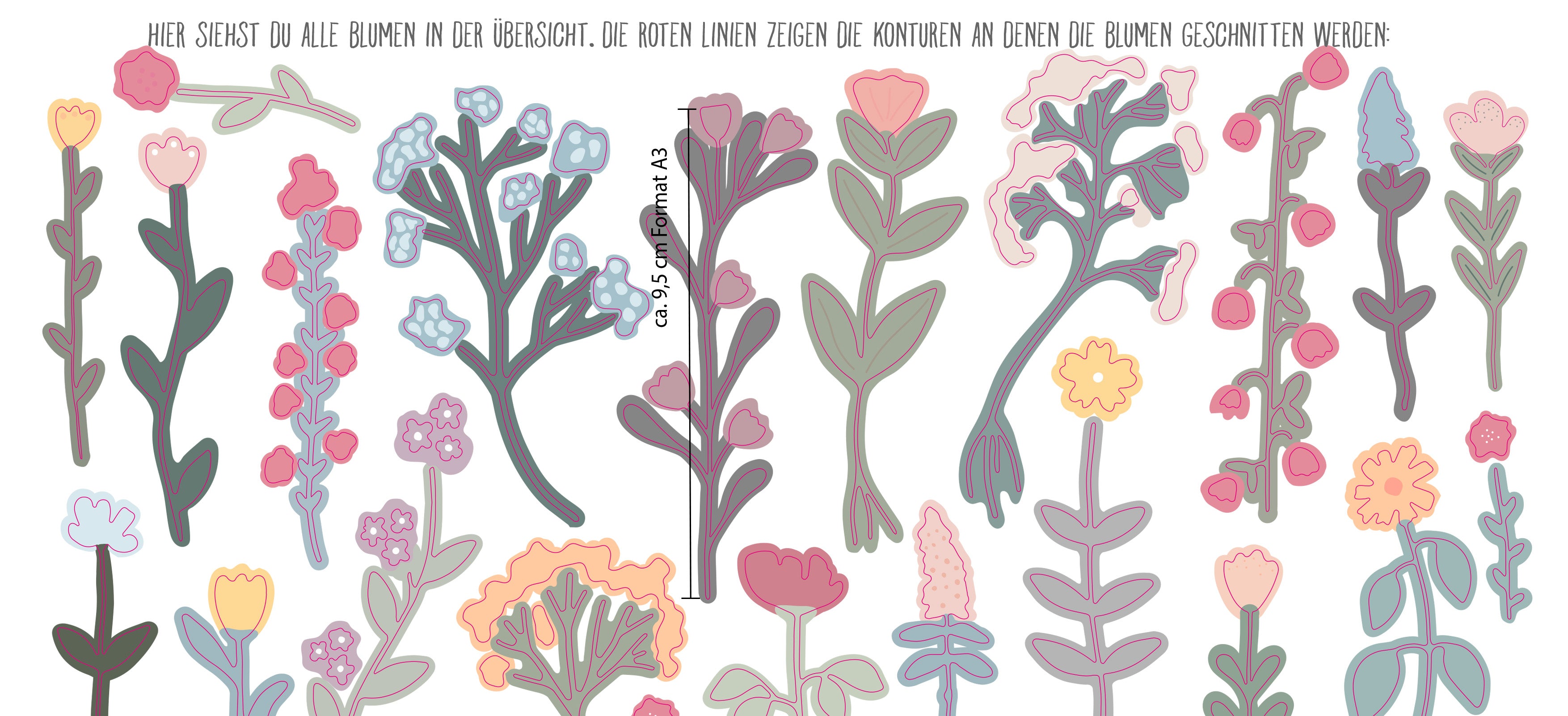 Wandtattoo/Aufkleber - bunte Blümchen