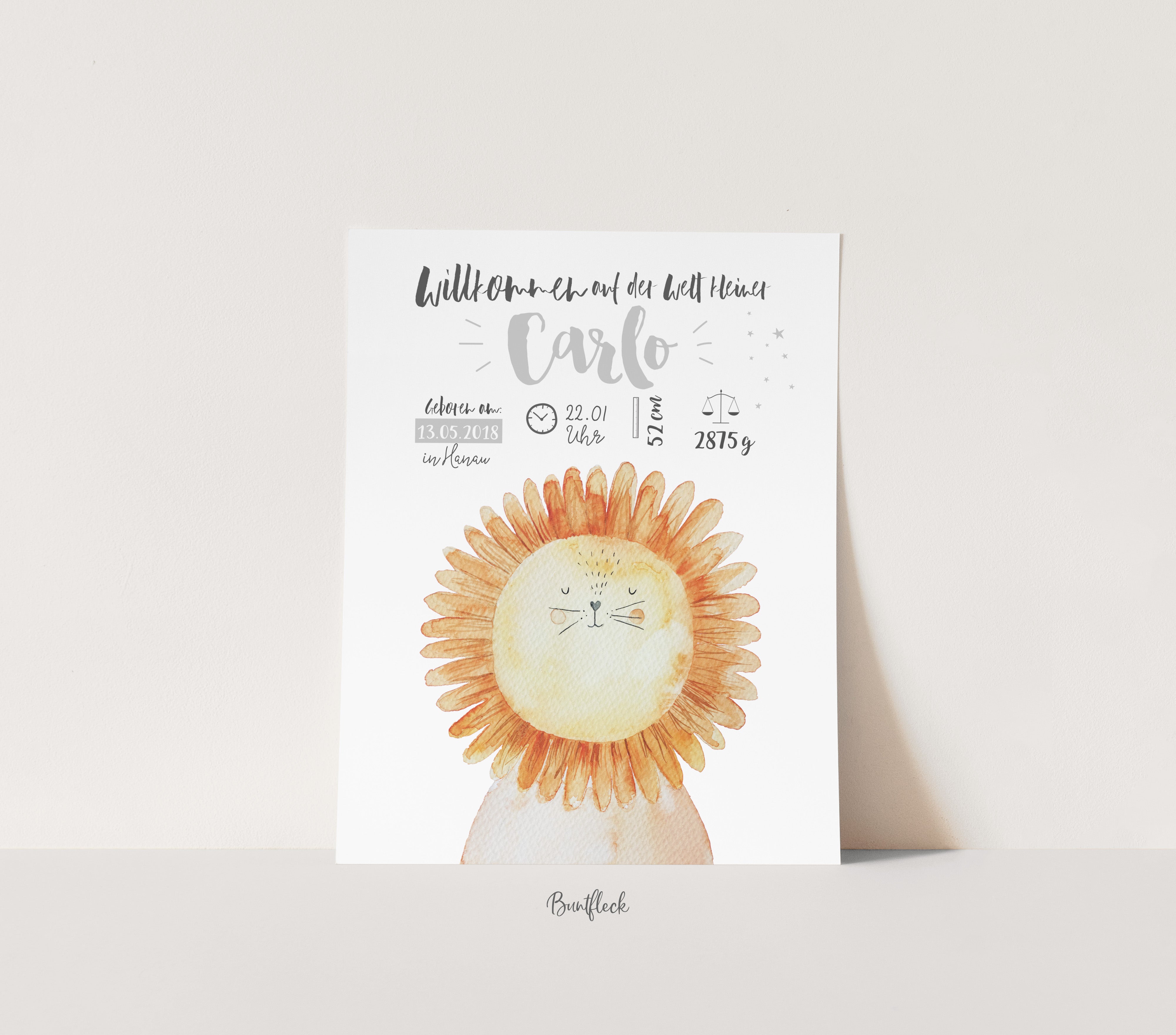 Geburtsbild/Poster - Löwe Carlo