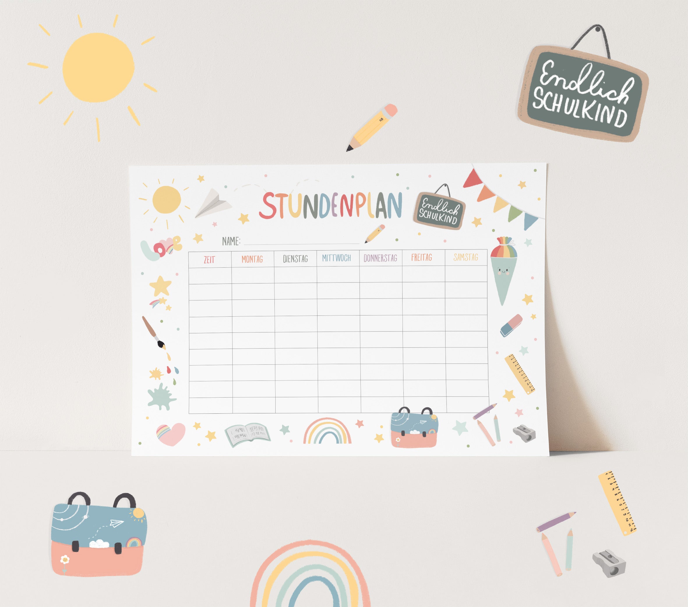 Stundenplan - Doodle bunt