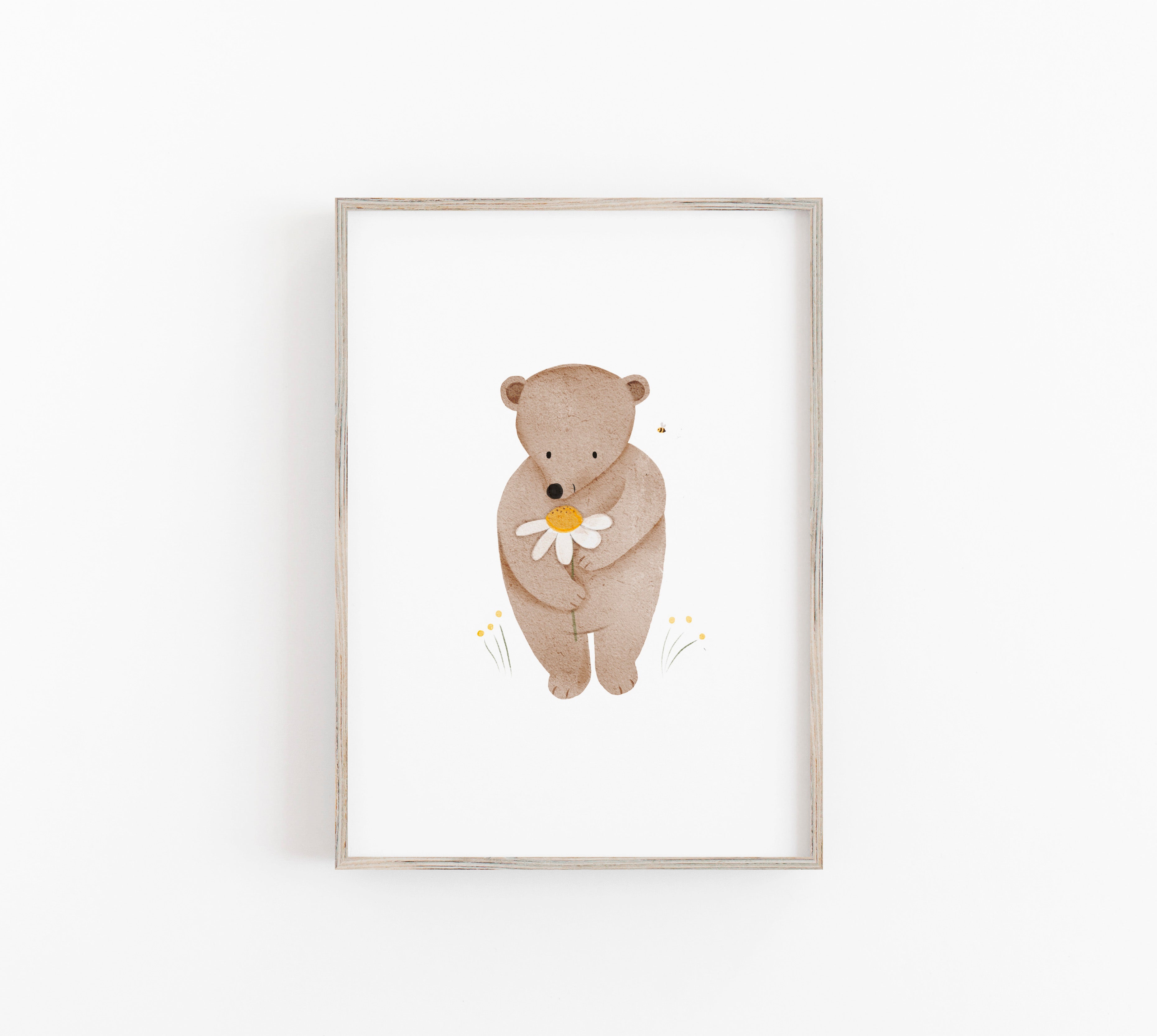 Kopie von Poster/Kunstdruck - Bärchen mit Blume