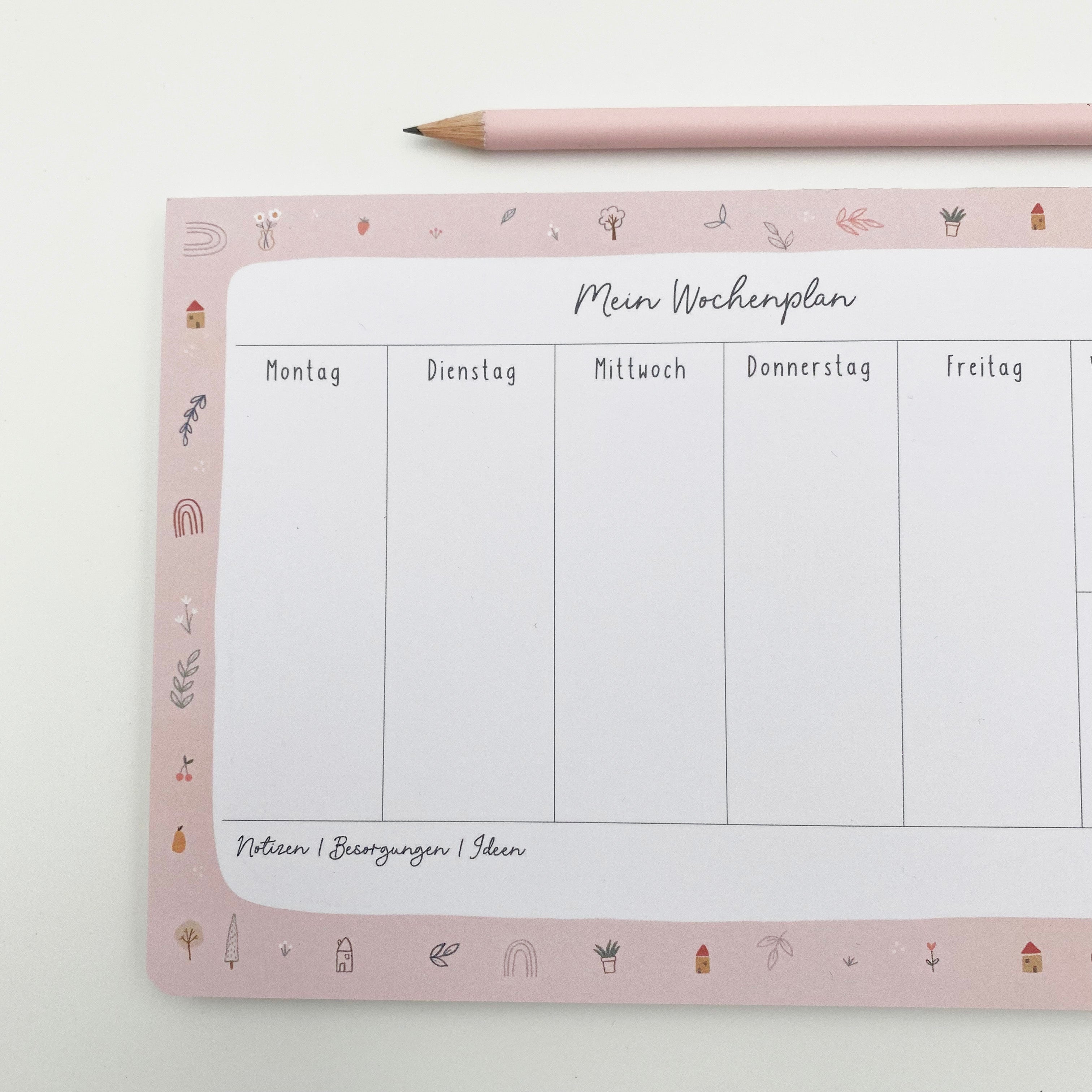 Mini Wochenplaner / Notizblock in DIN A5 - Pink Garden