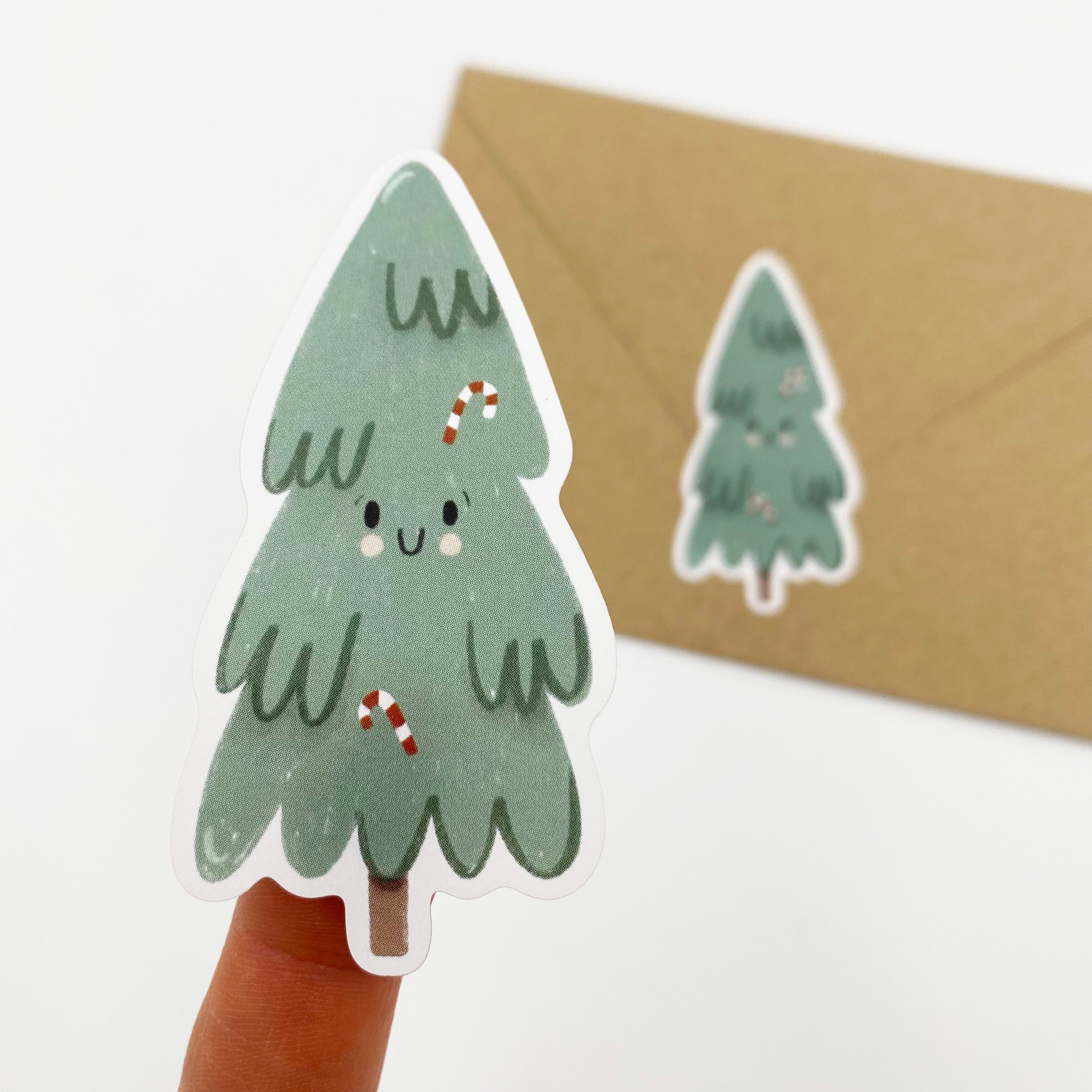 Etiketten/Aufkleber - Tannenbäumchen mit Gesicht