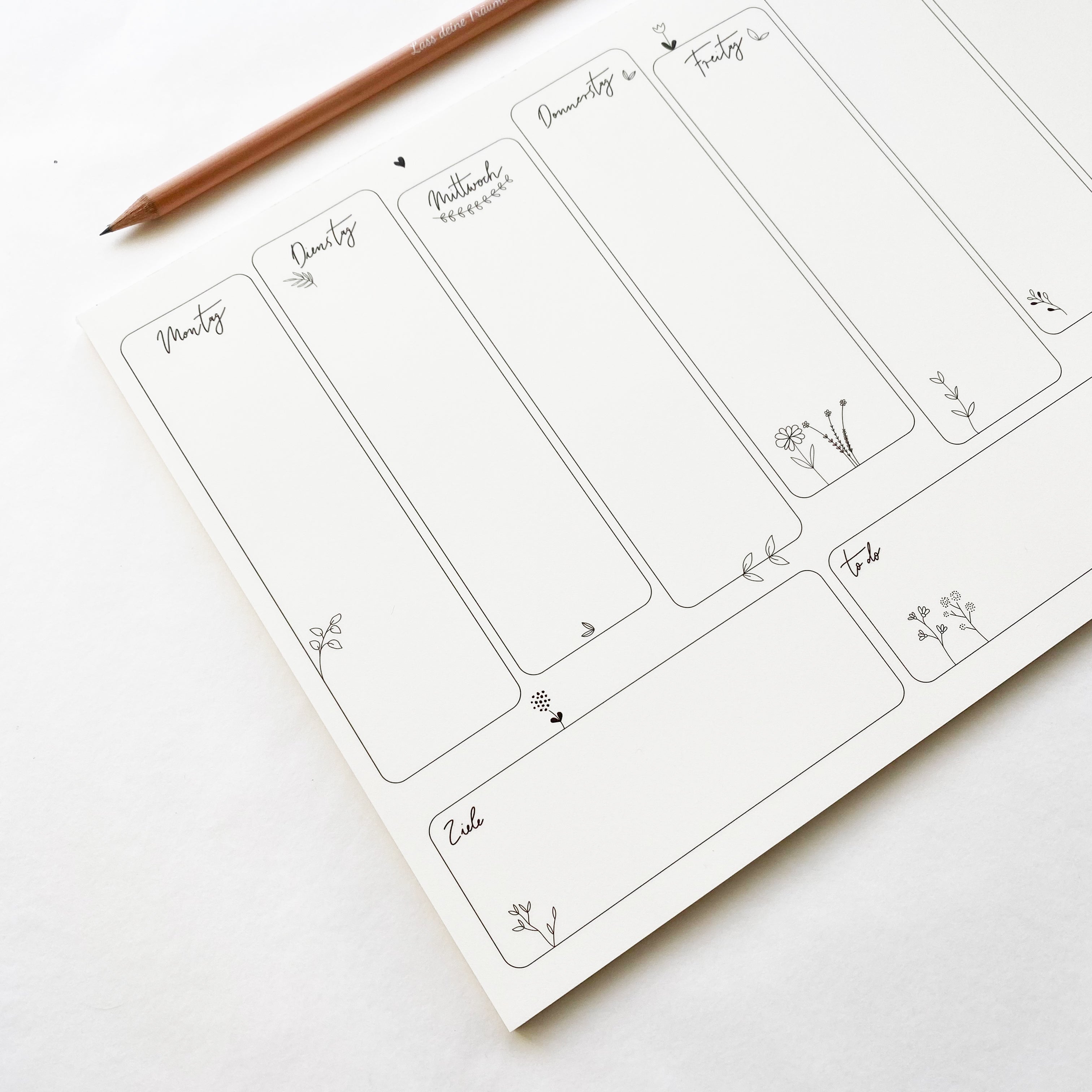 Weekly planner / notepad - flowers