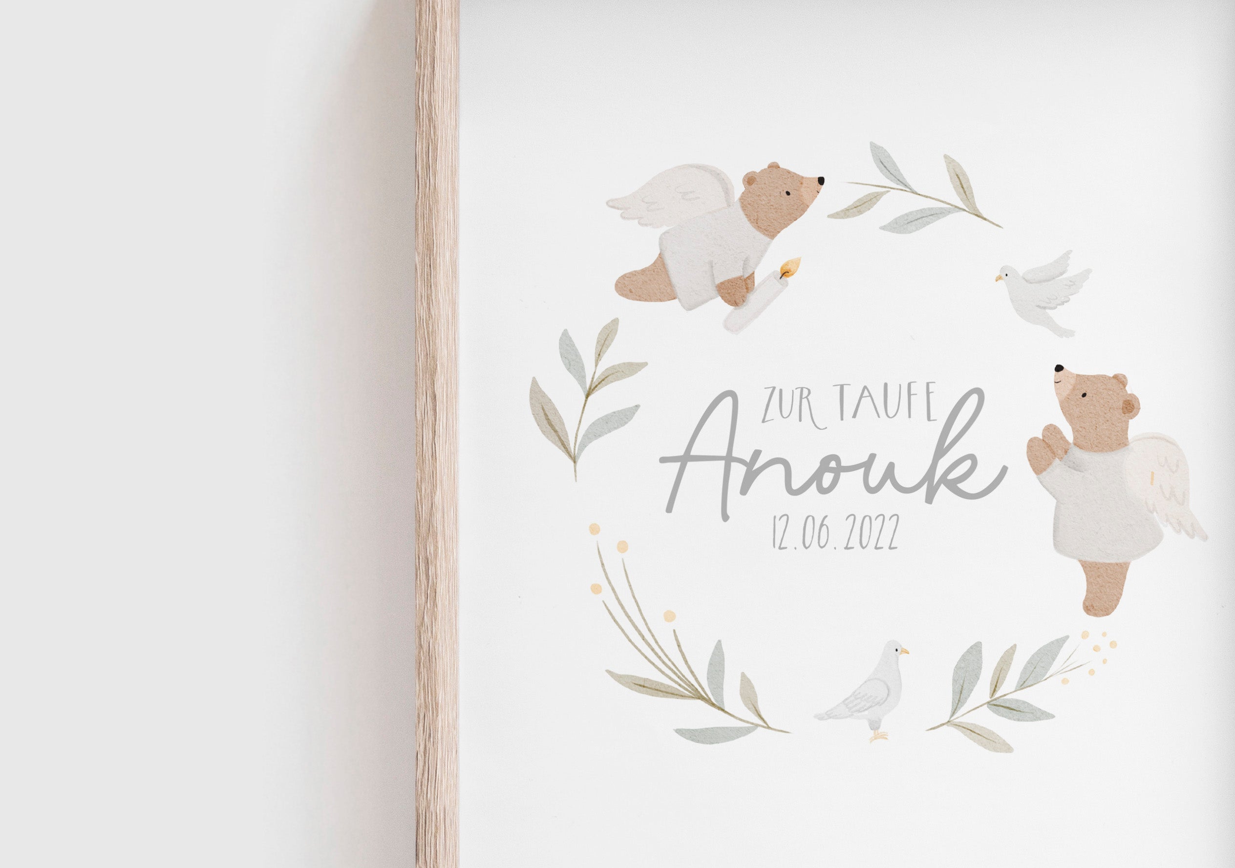 Poster/Kunstdruck / Bild zur Taufe - Kleine Engel mit Taufspruch