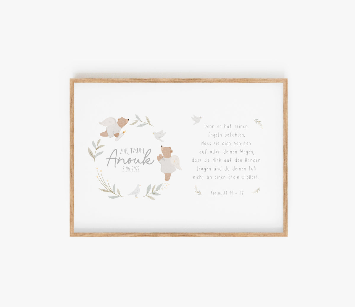 Poster/Kunstdruck / Bild zur Taufe Kleine Engel mit Taufspruch