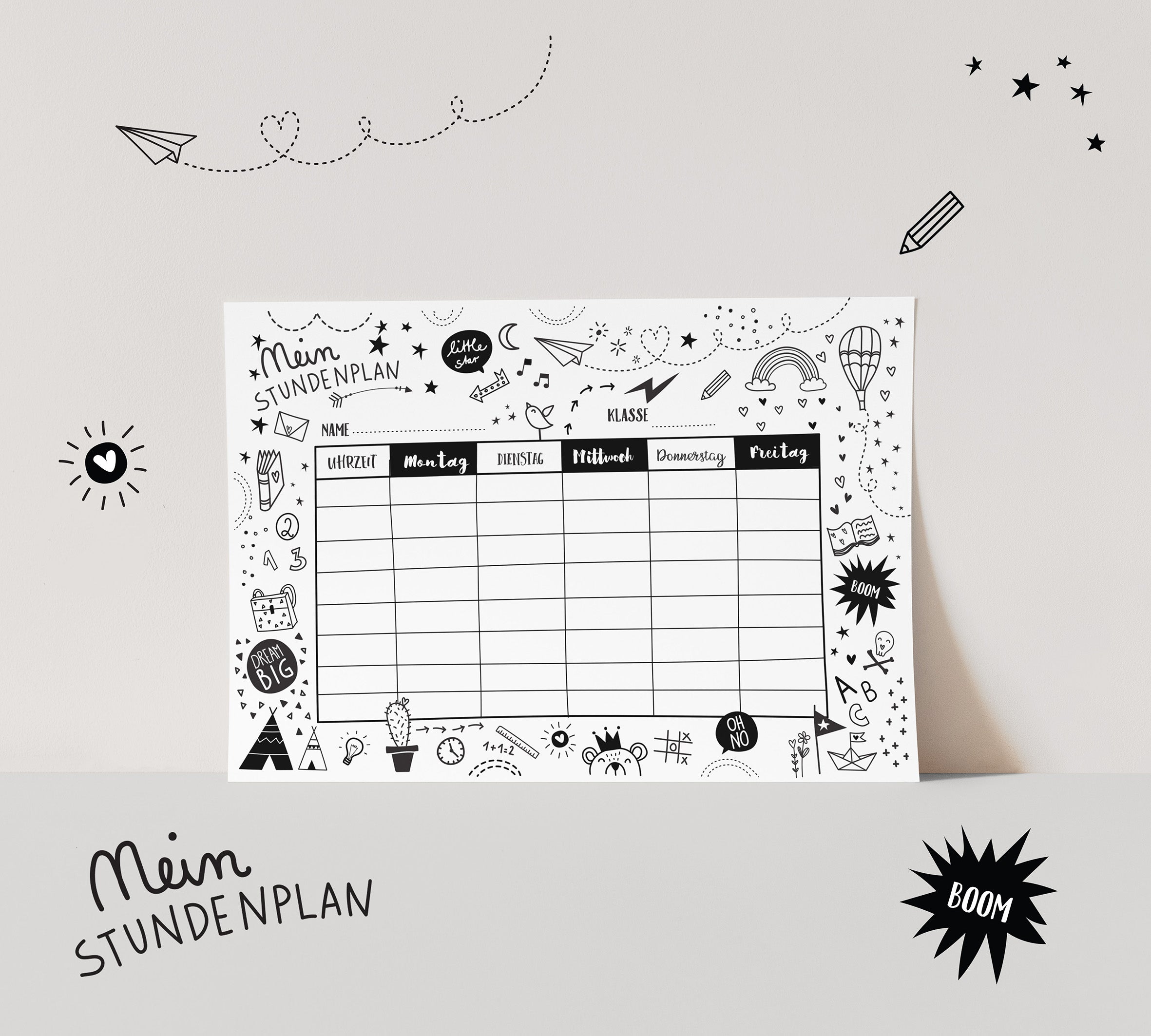 Stundenplan Doodle schwarz