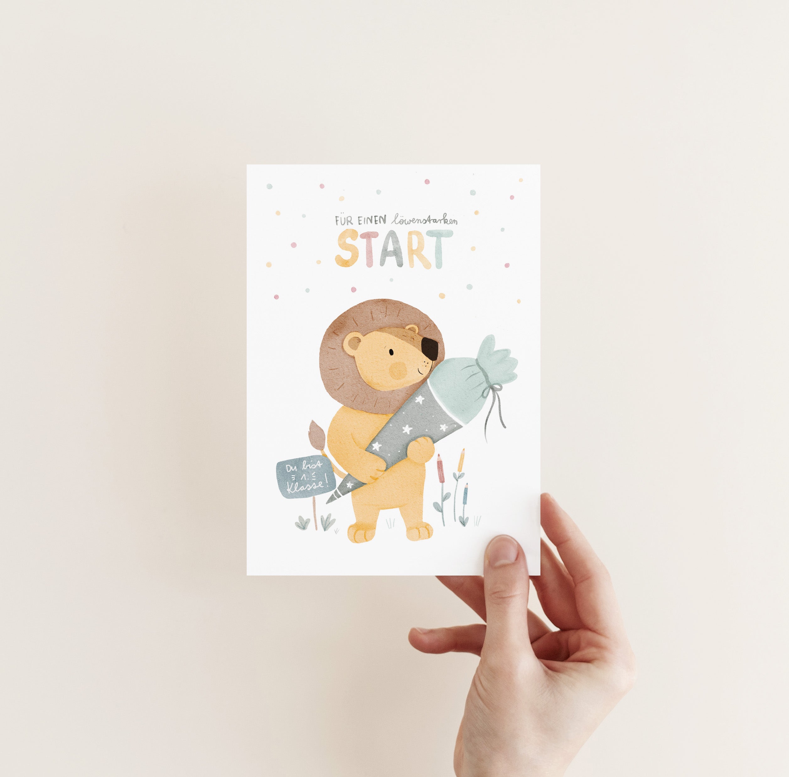 Karte/Postkarte/Grußkarte/Schulanfang - Für einen löwenstarken Start