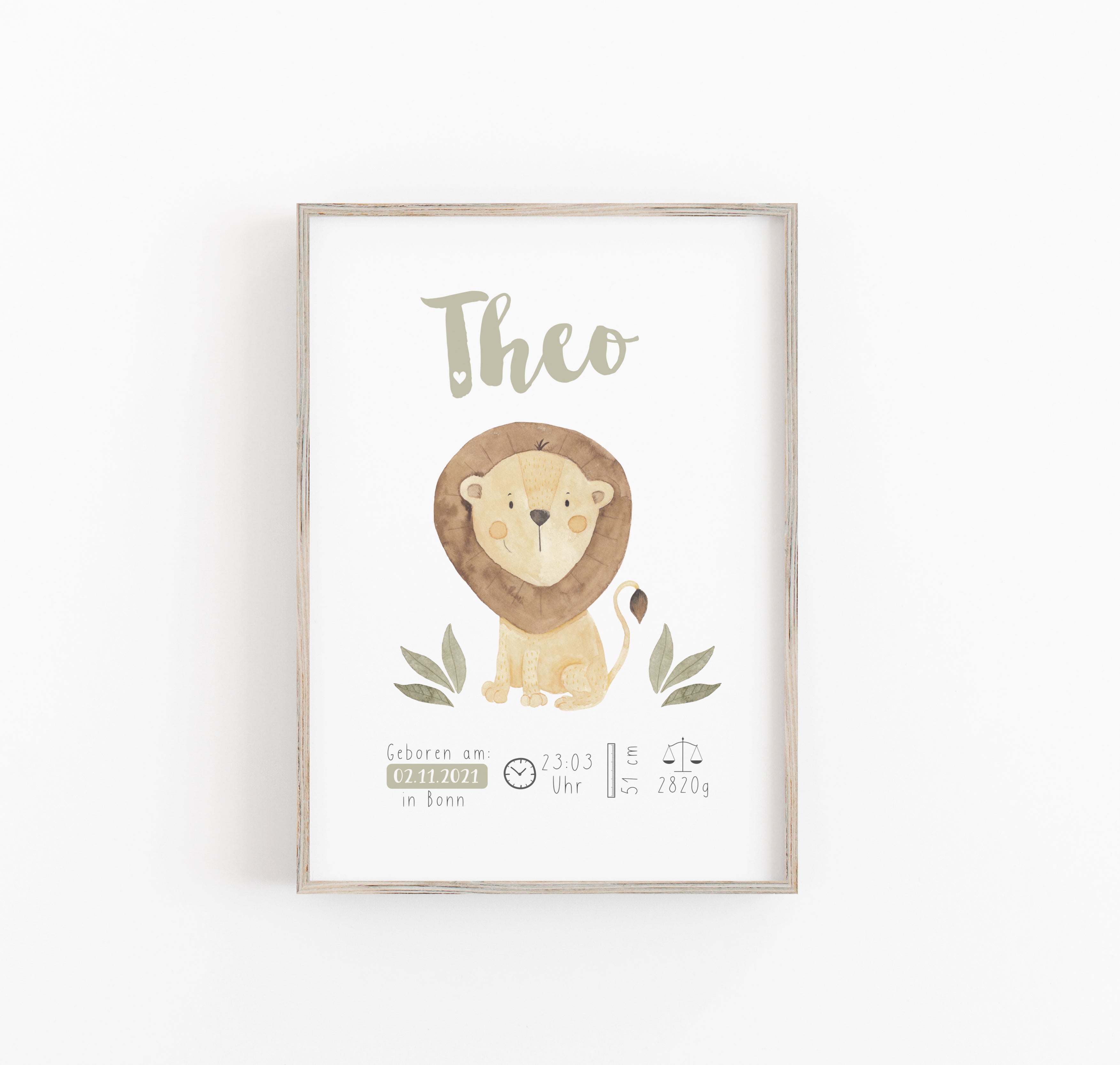 Geburtsbild/Poster/Print/Taufe/Geburt - Löwe Lui