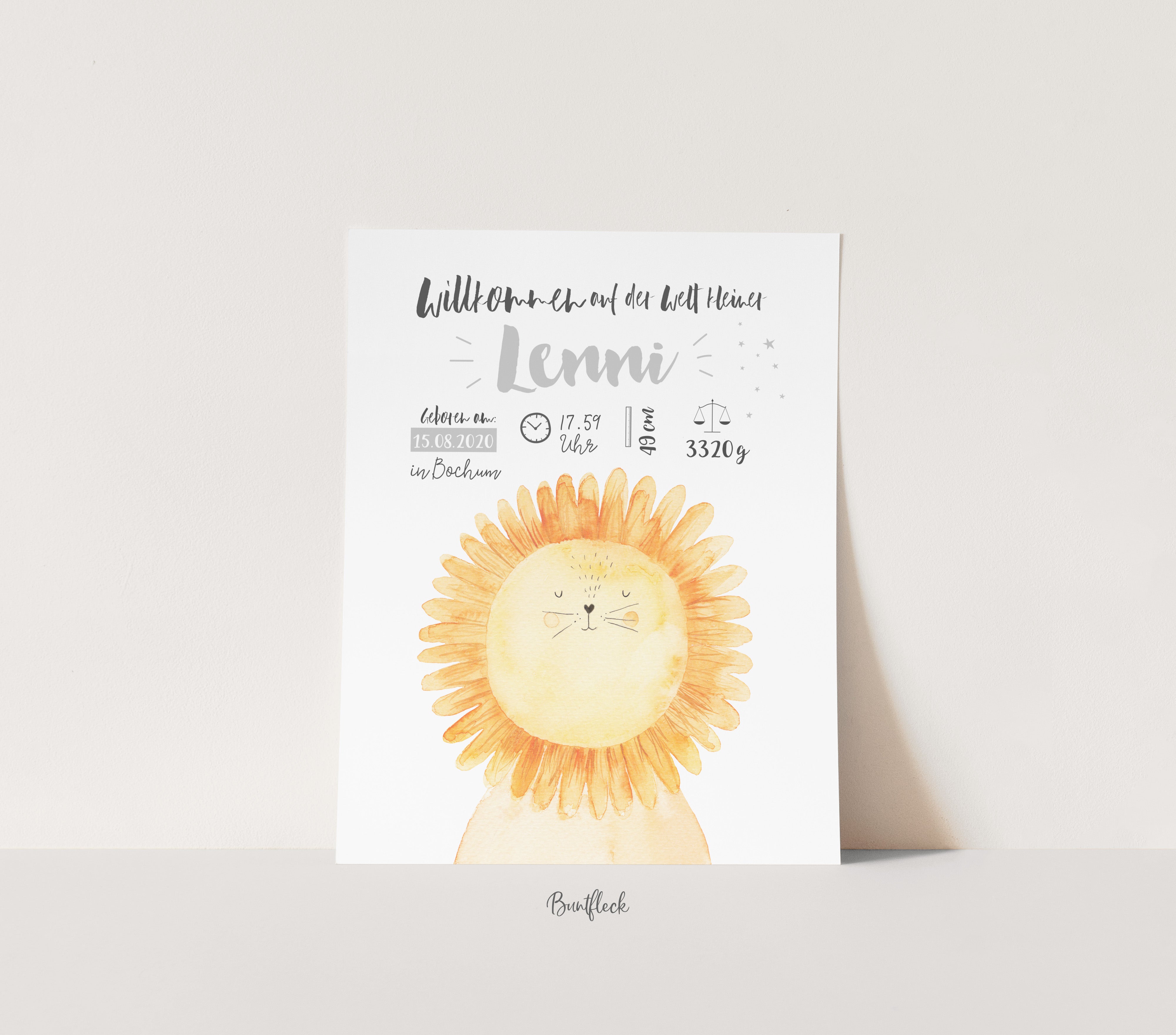 Geburtsbild/Poster - Löwe Carlo