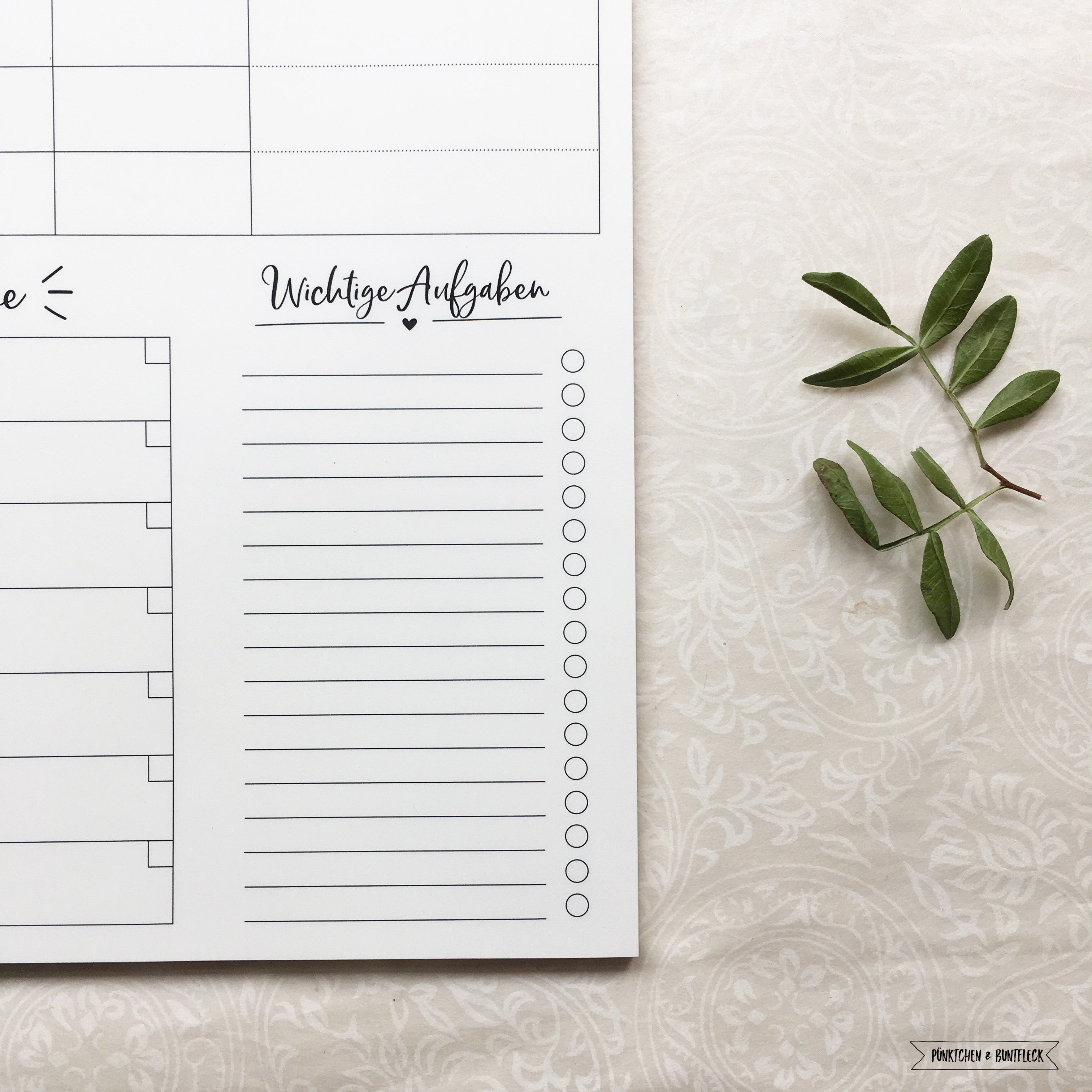 Wochen-& Essensplan in A4